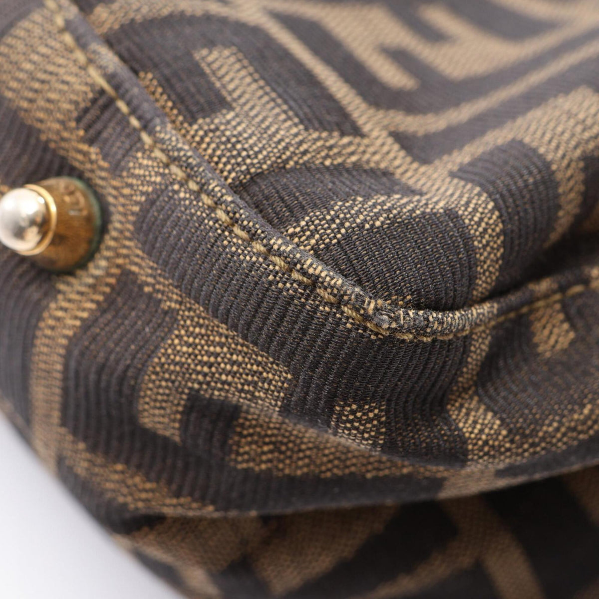 Fendi Brown Canvas Leather Handbag Tote Bag (Pre-Owned)