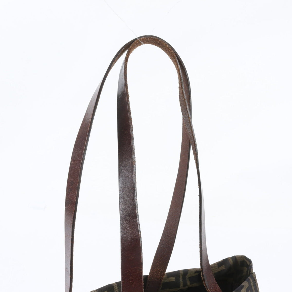 Fendi Green Khaki Leather Nylon Handbag Shoulder Bag Tote Bag (Pre-Owned)