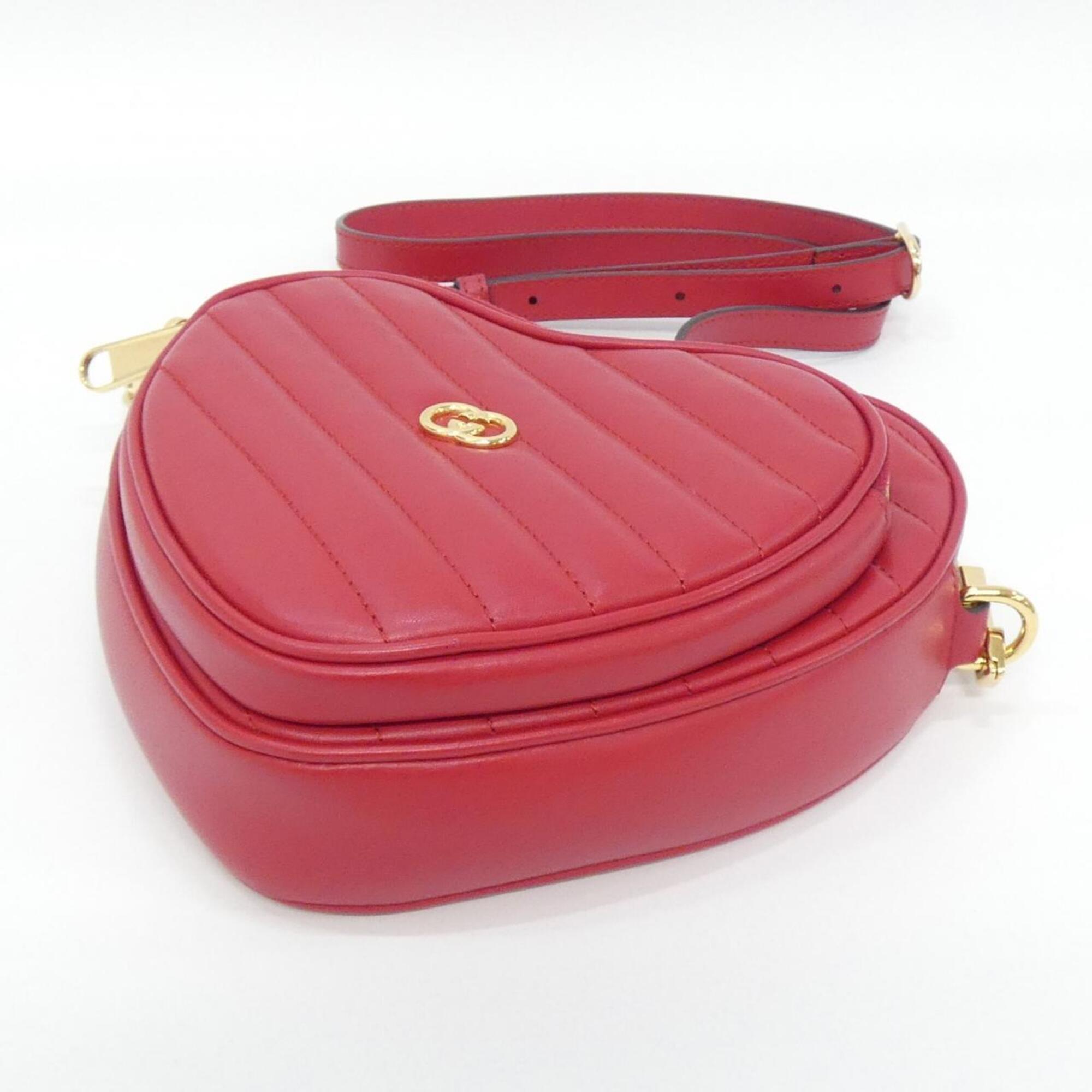 Gucci Red Color Leather Shoulder Bag (Pre-Owned)