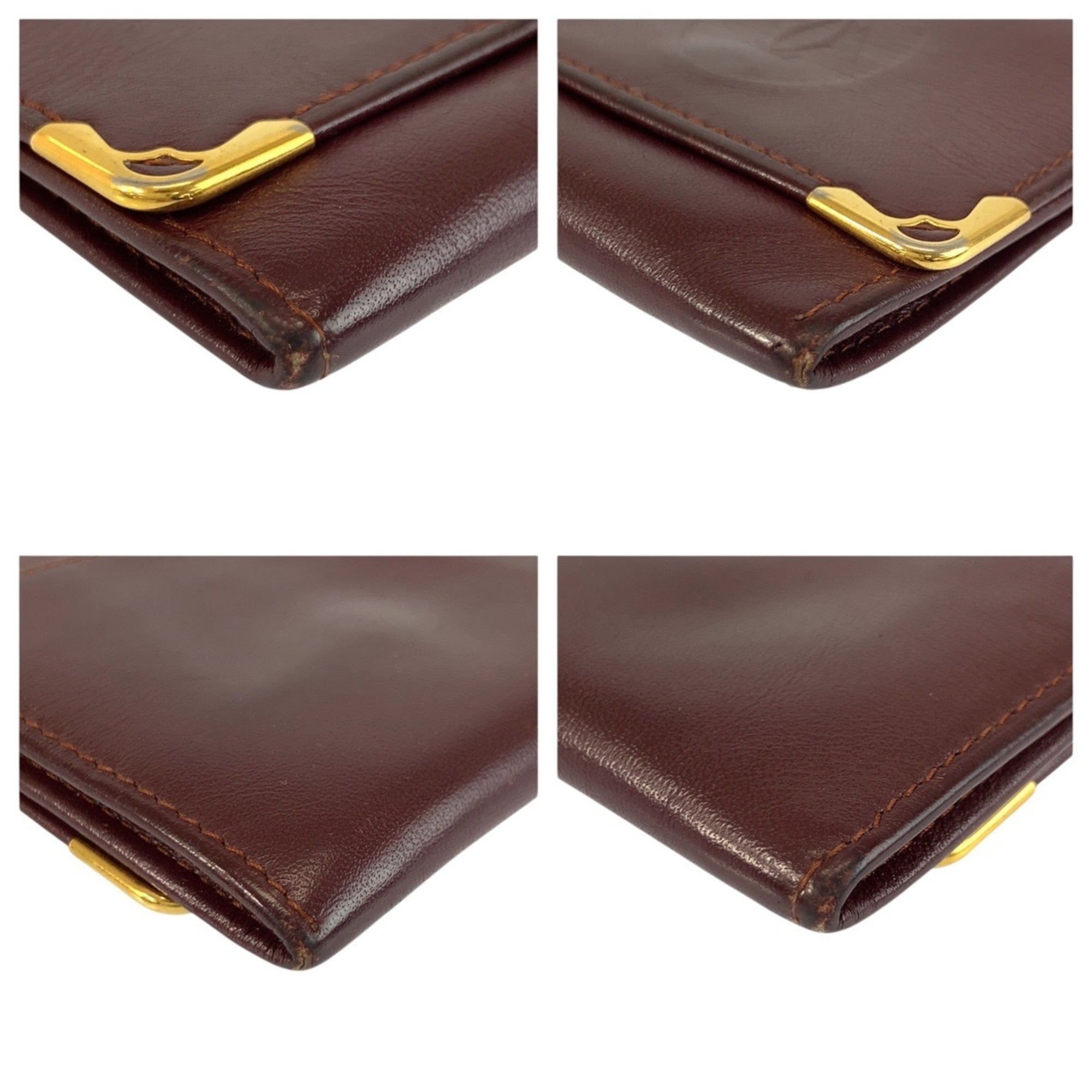 Cartier Bordeaux Leather Coin Purse/Coin Case (Pre-Owned)