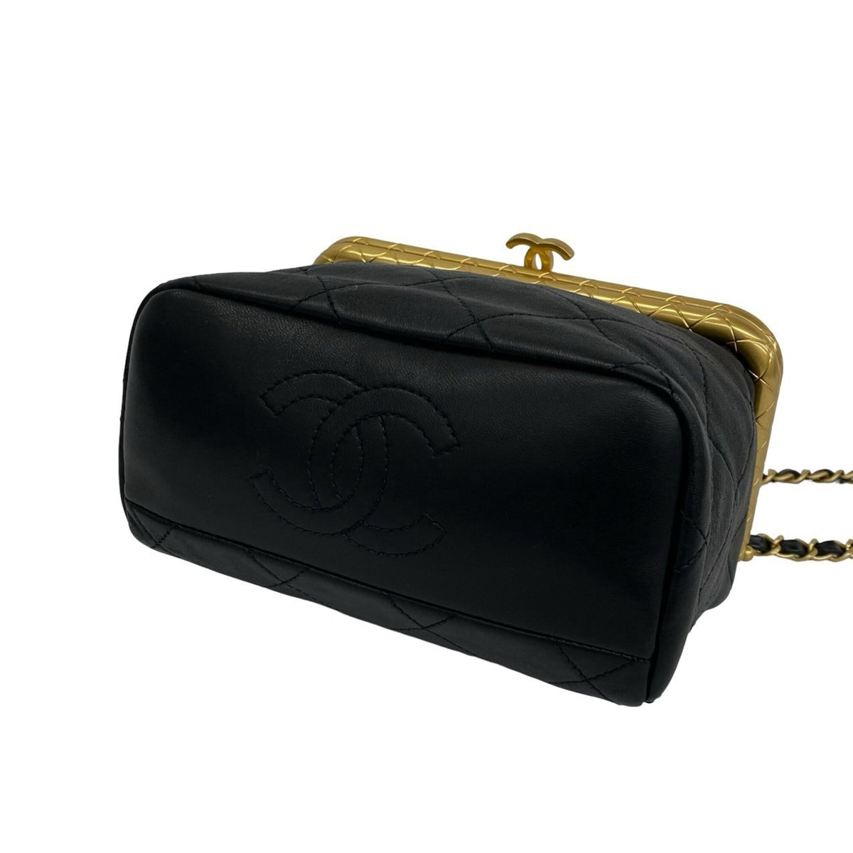 Chanel Black Leather Handbag Shoulder Bag (Pre-Owned)