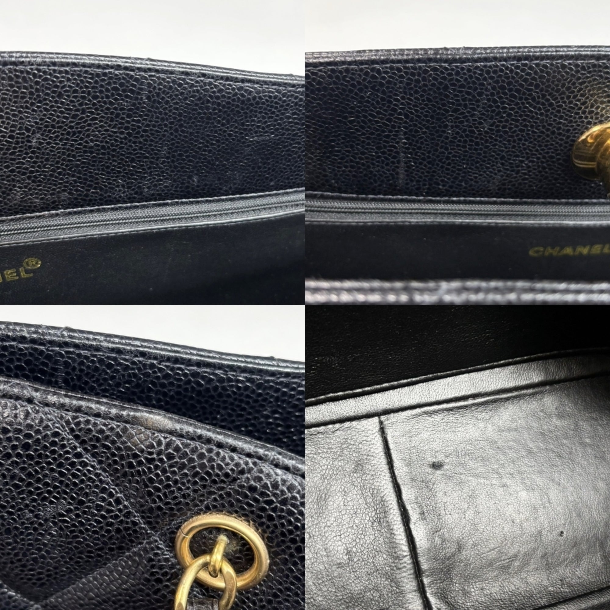 Chanel Matelasse Black Grained Calfskin Handbag (Pre-Owned)