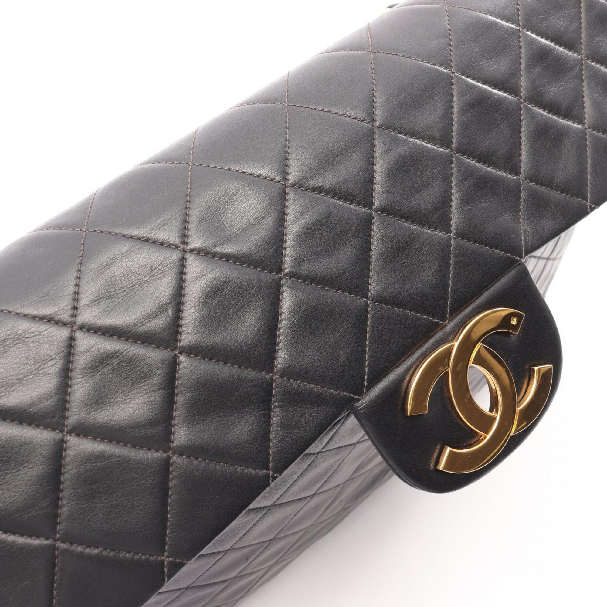 Chanel Black Leather Handbag Shoulder Bag (Pre-Owned)