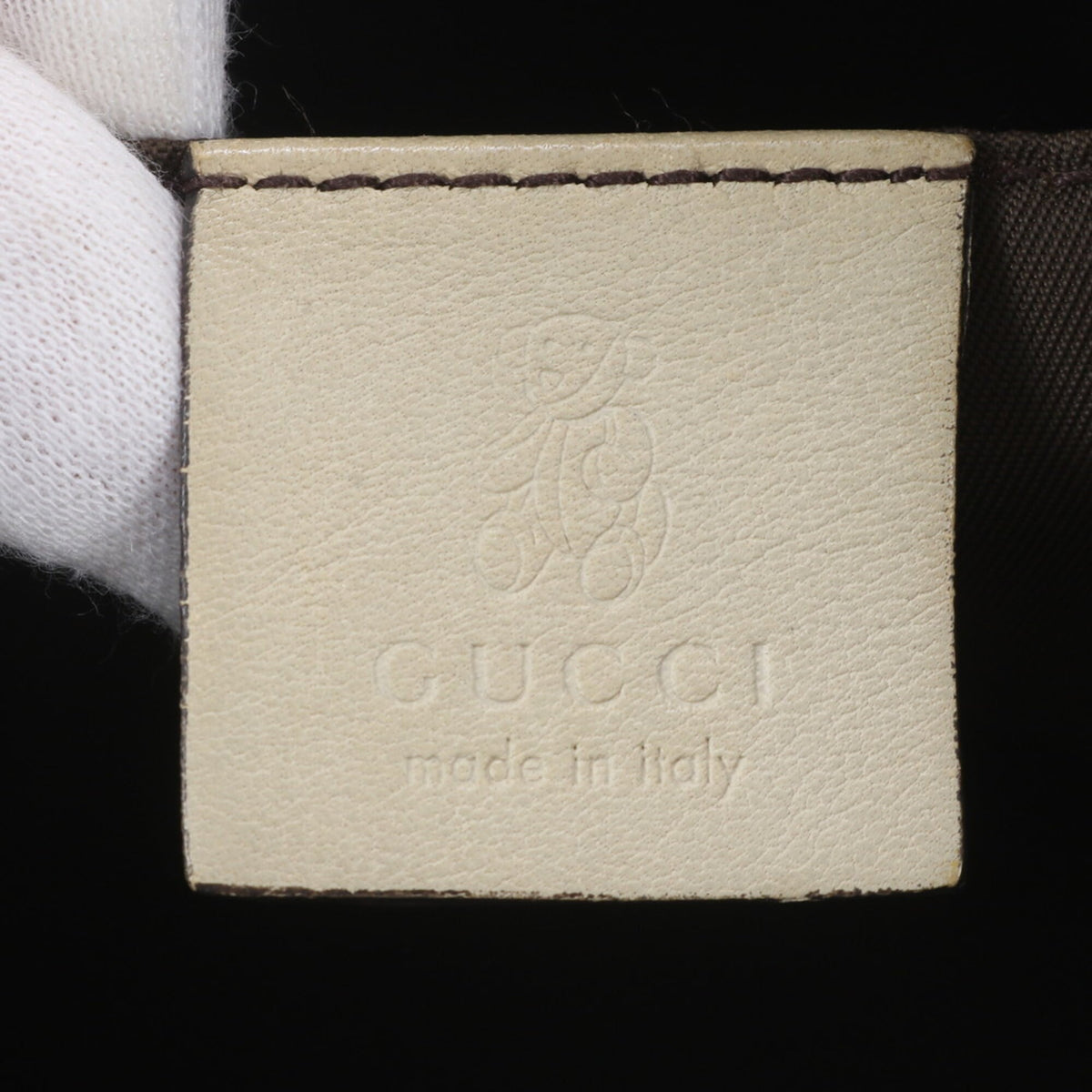 Gucci Beige Leather Coated Canvas Handbag Tote Bag (Pre-Owned)