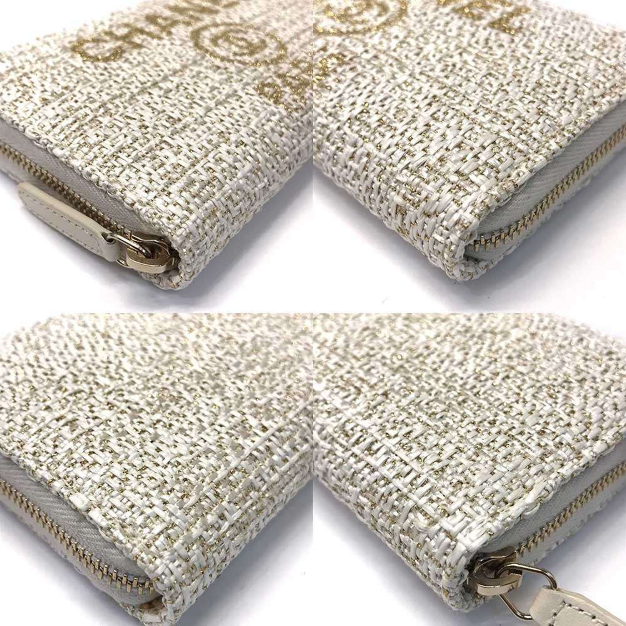 Chanel White Tweed Coin Purse/Coin Case (Pre-Owned)