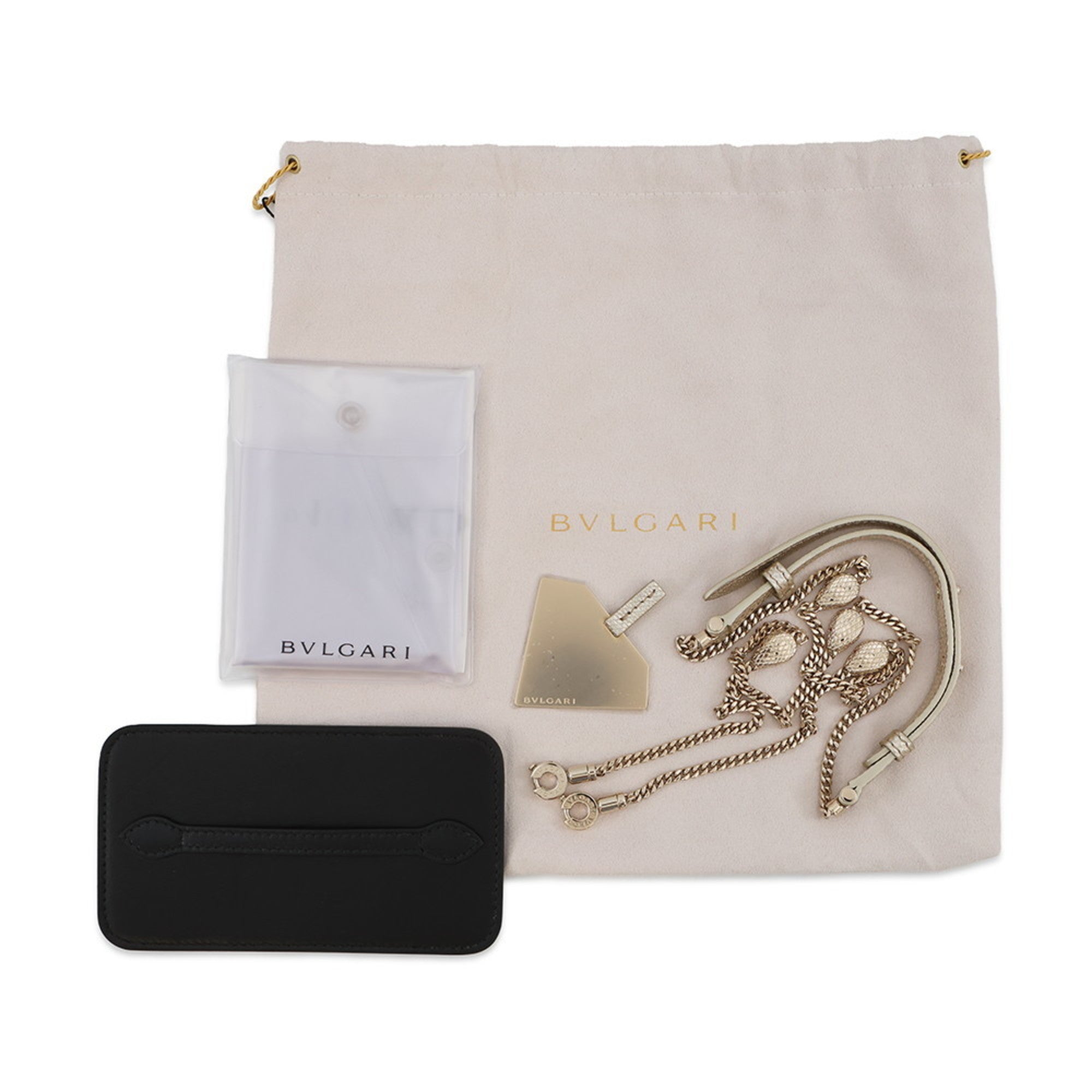 Bvlgari Champagne Gold Leather Handbag Vanity Bag (Pre-Owned)
