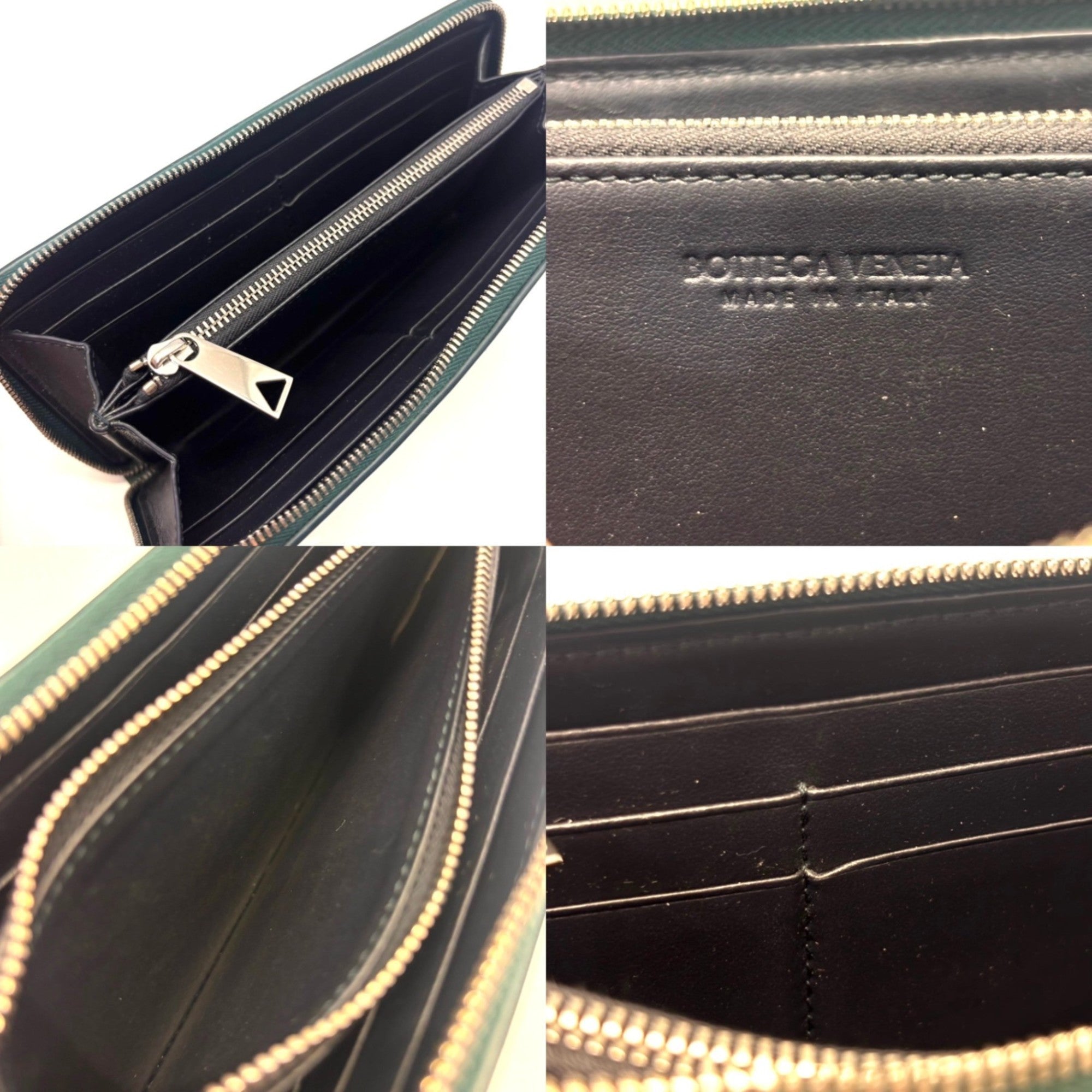 Bottega Veneta Green Leather Long Wallet (Bi-Fold) (Pre-Owned)
