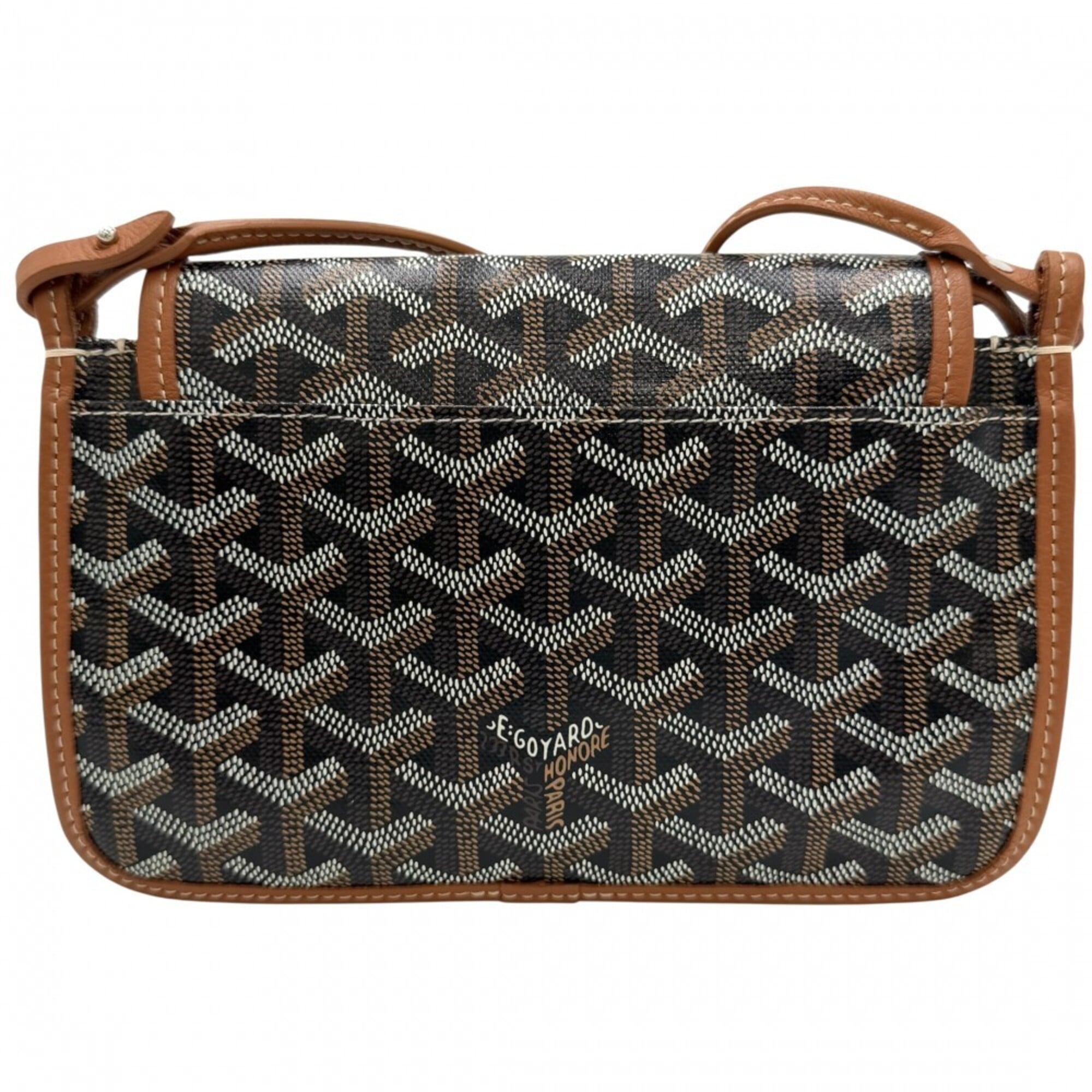Goyard Black Brown Coated Canvas Leather Shoulder Bag (Pre-Owned)