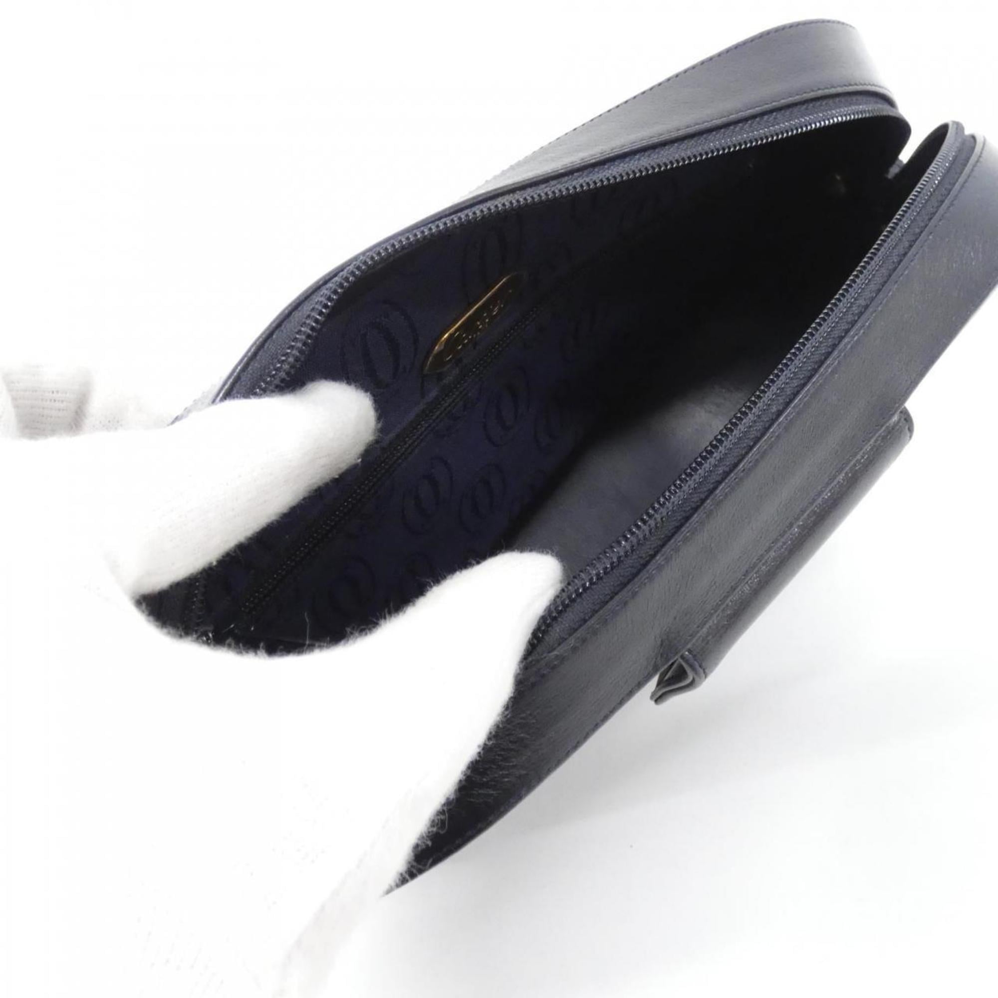 Cartier Navy Leather Shoulder Bag (Pre-Owned)