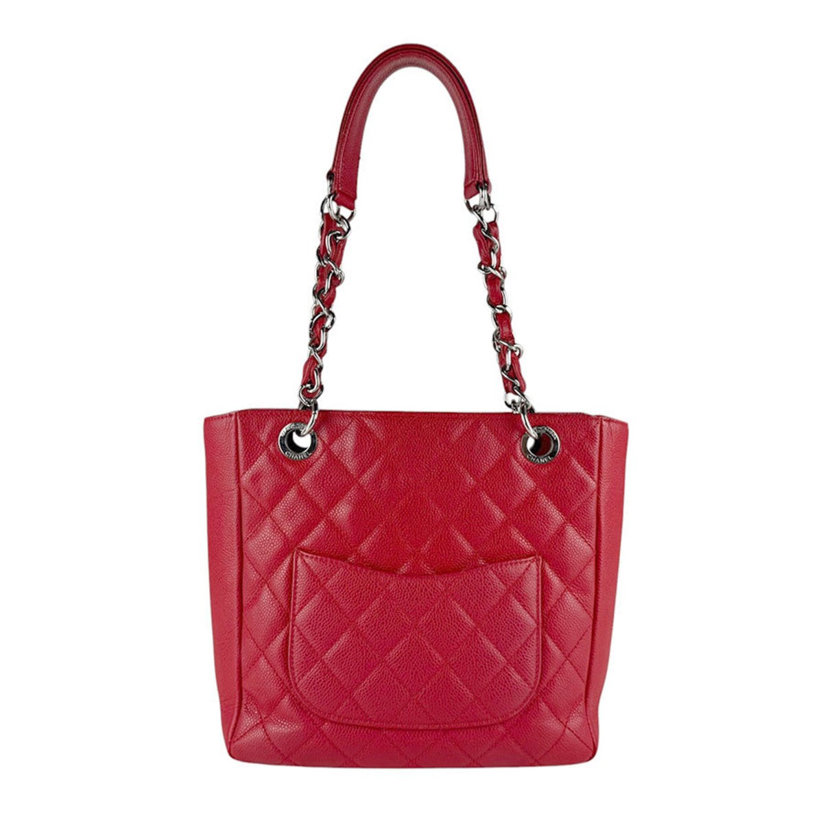 Chanel Red Color Grained Calfskin Handbag (Pre-Owned)