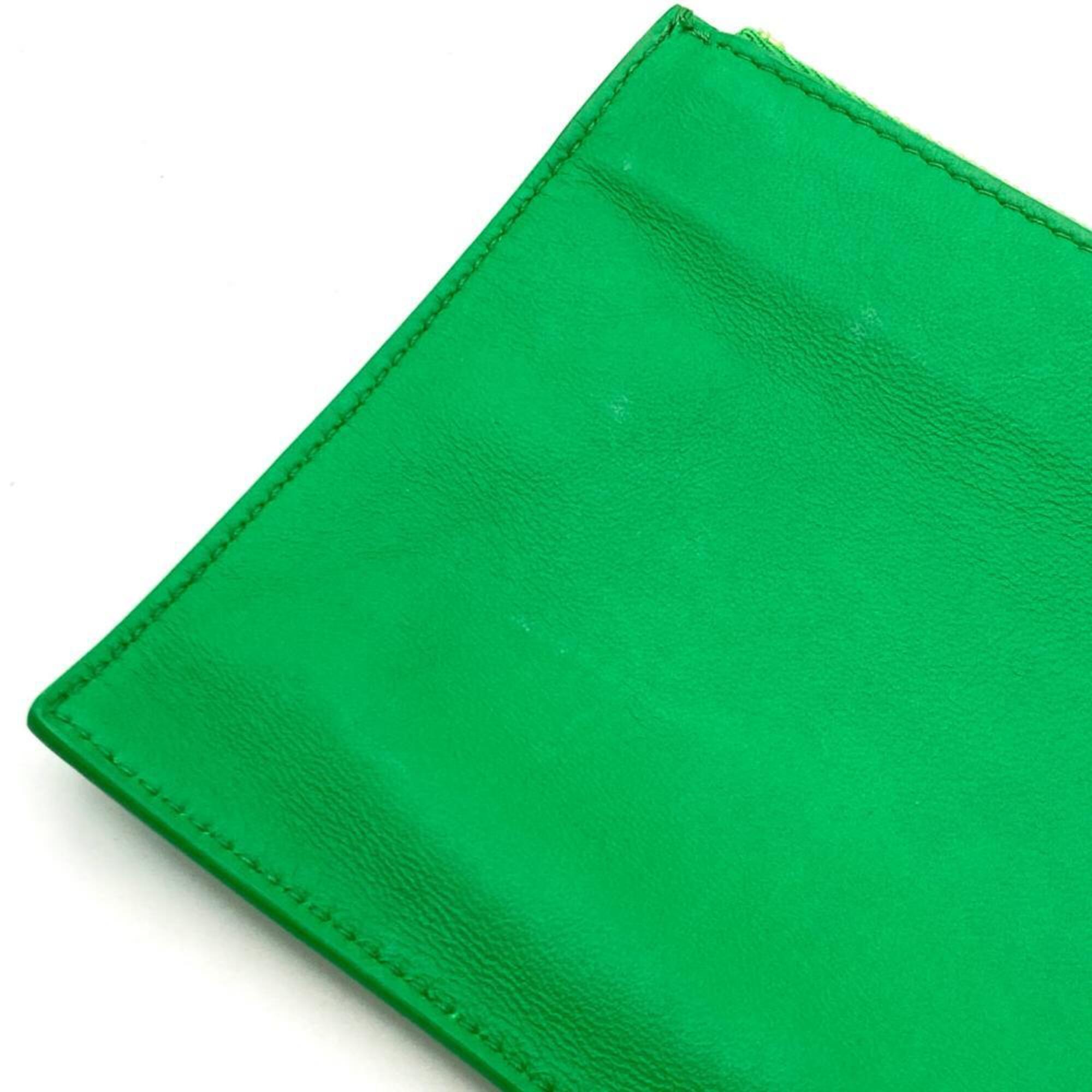Bottega Veneta Green Leather Handbag Pouch Tote Bag (Pre-Owned)