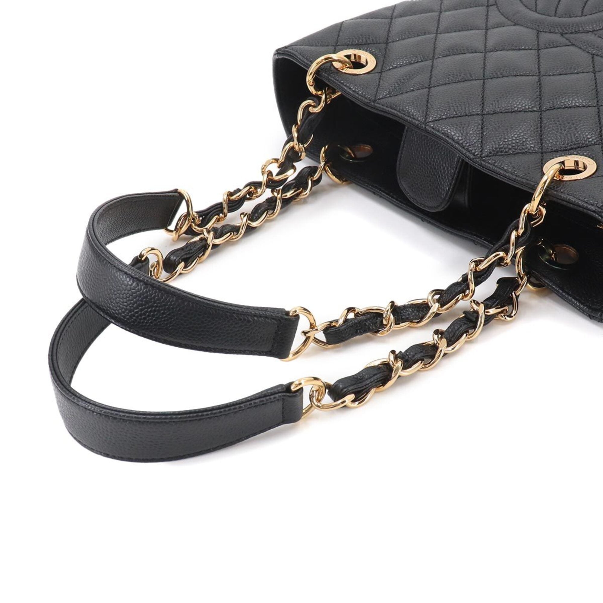 Chanel Matelasse Black Grained Calfskin Handbag Tote Bag (Pre-Owned)