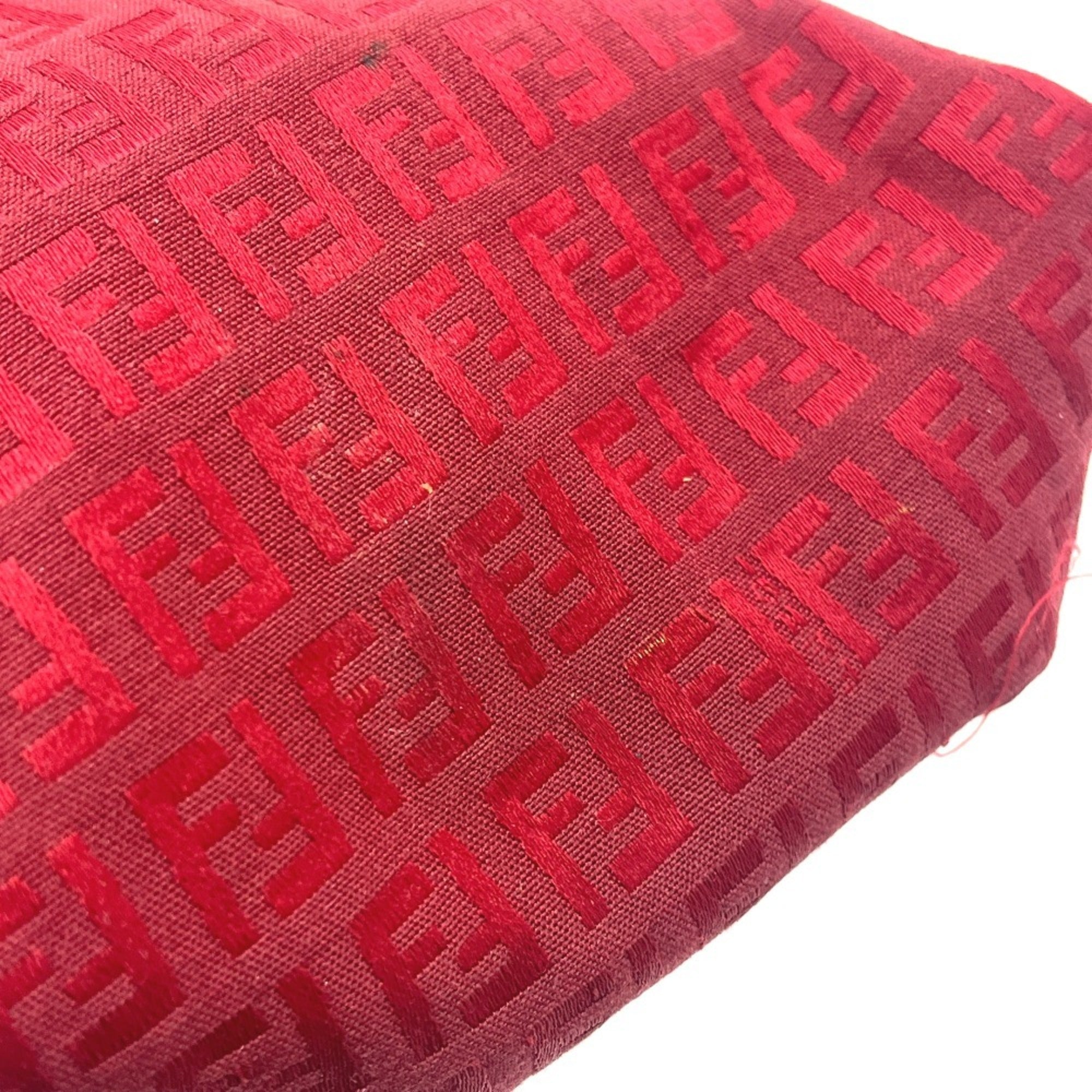 Fendi Red Color Canvas Handbag (Pre-Owned)