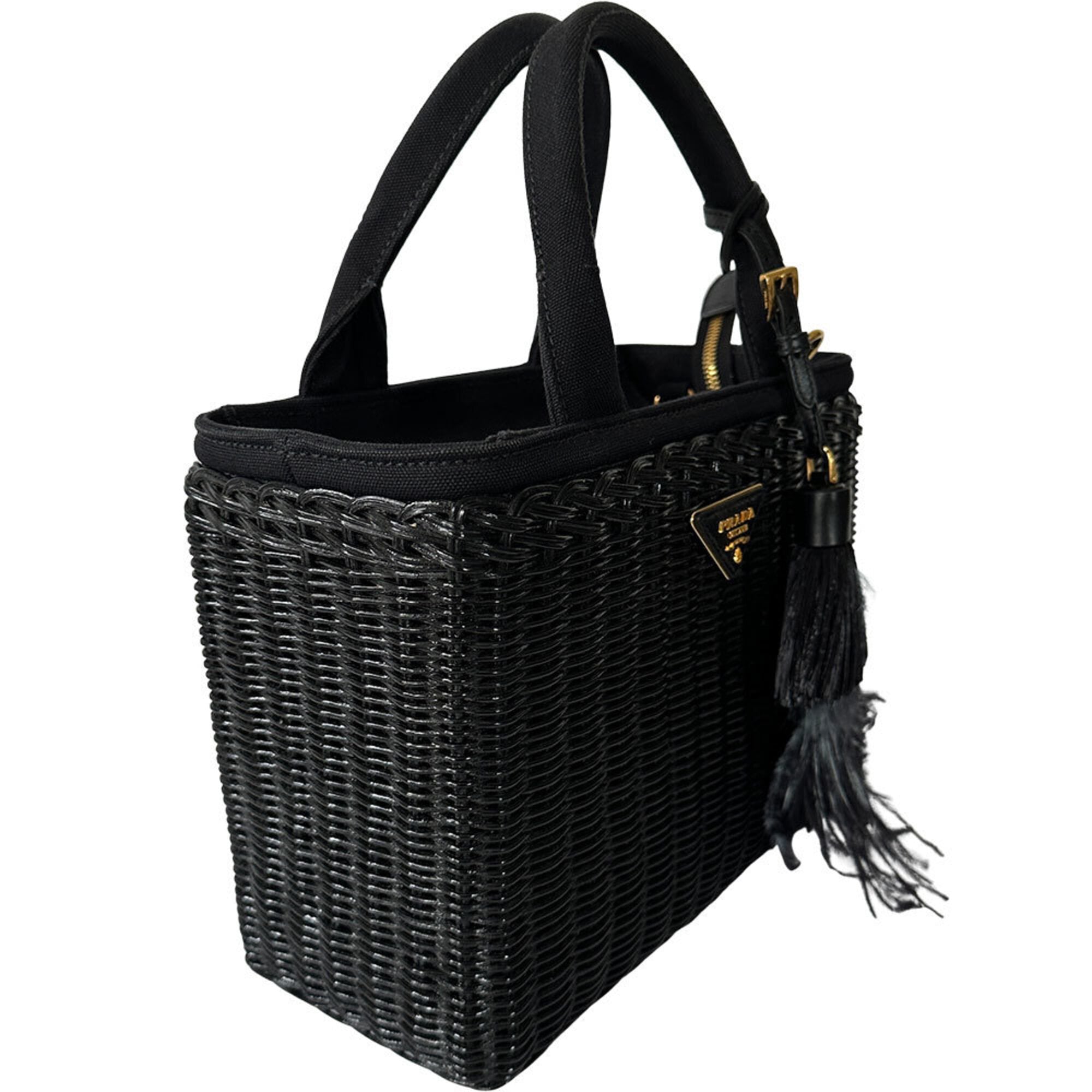 Prada Black Canvas Handbag Tote Bag (Pre-Owned)