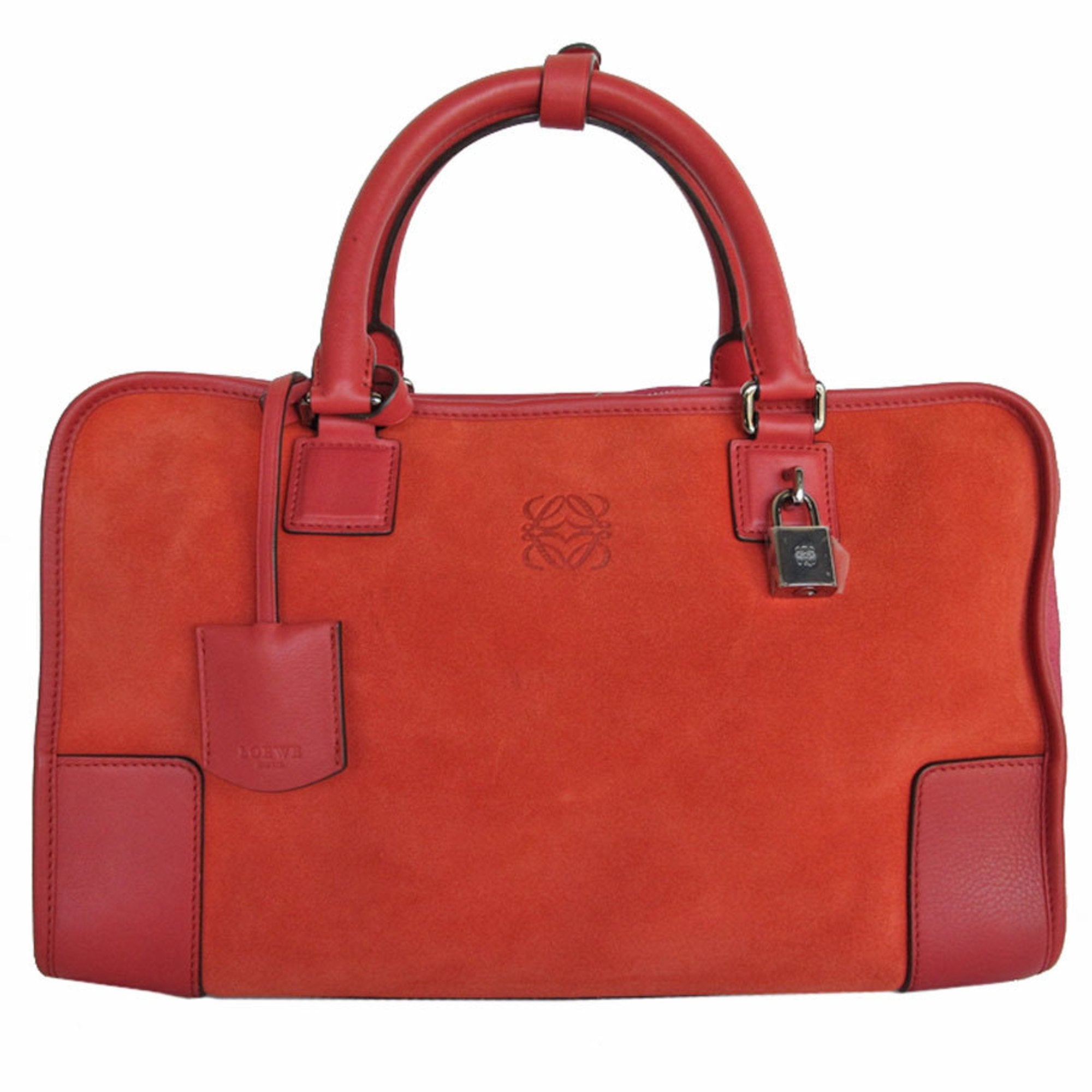 Loewe Red Color Suede Leather Handbag (Pre-Owned)