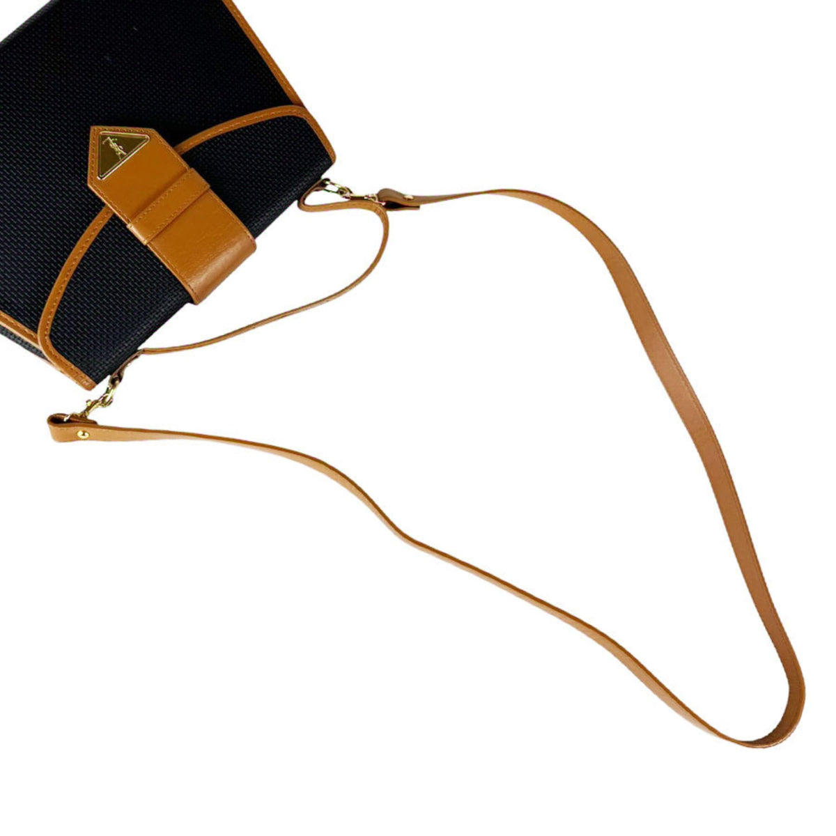 Yves Saint Laurent Black Camel Coated Canvas Leather Handbag Shoulder Bag (Pre-Owned)