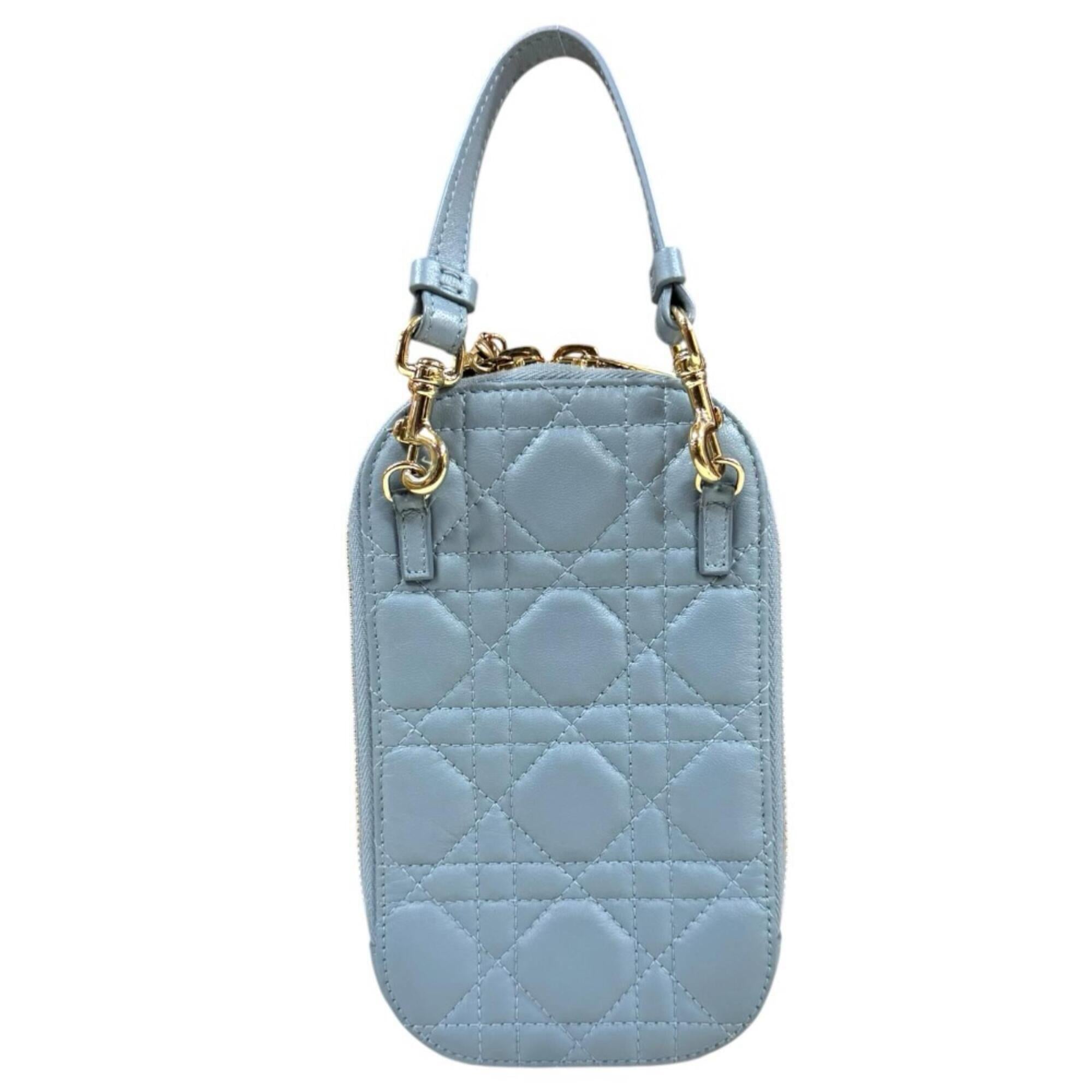 Christian Dior Lady Dior Blue Leather Shoulder Bag (Pre-Owned)