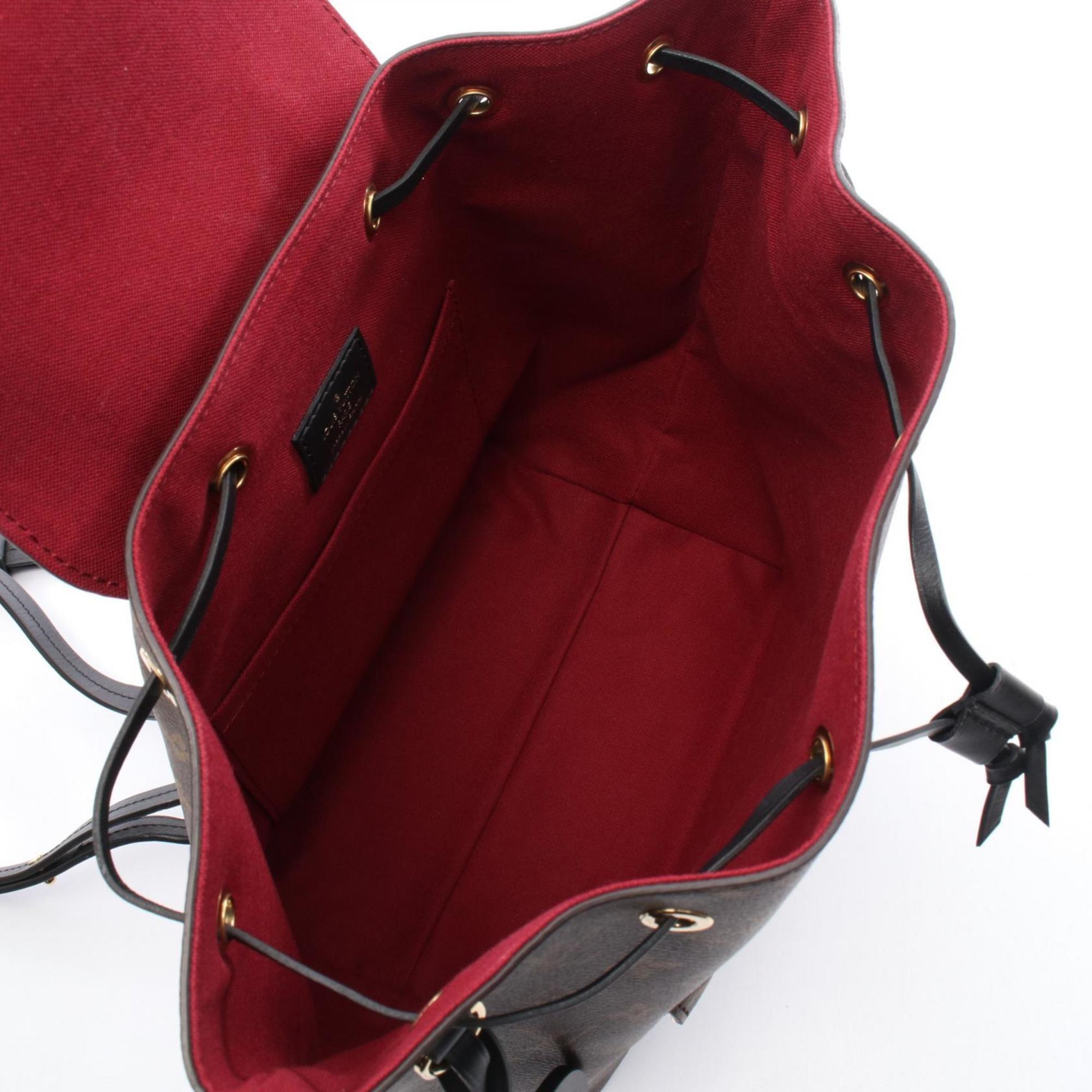 Louis Vuitton Black Brown Coated Canvas Leather Backpack Handbag (Pre-Owned)