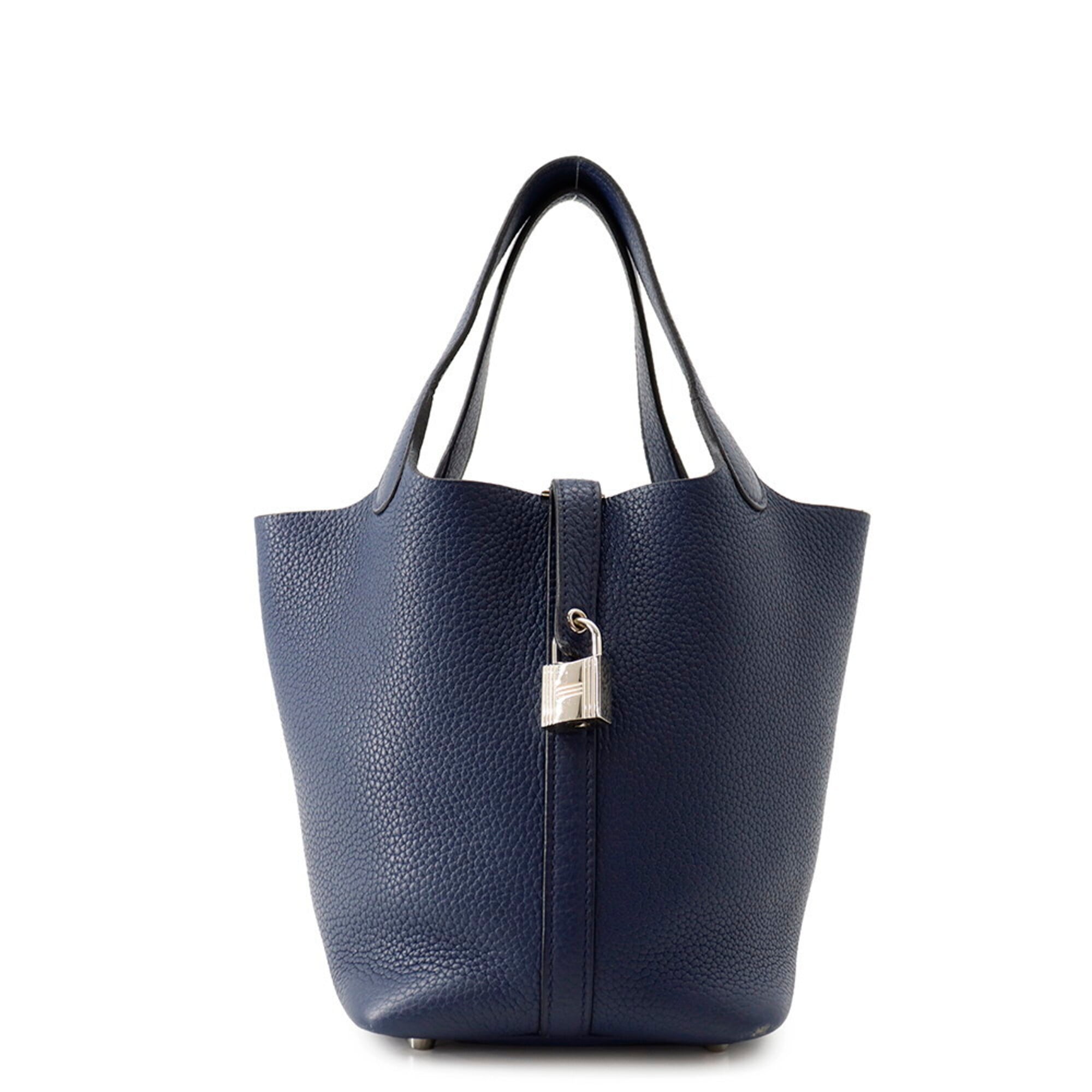 Hermes Picotin Bleu Saphir Taurillon Clemence Leather Handbag Tote Bag (Pre-Owned)