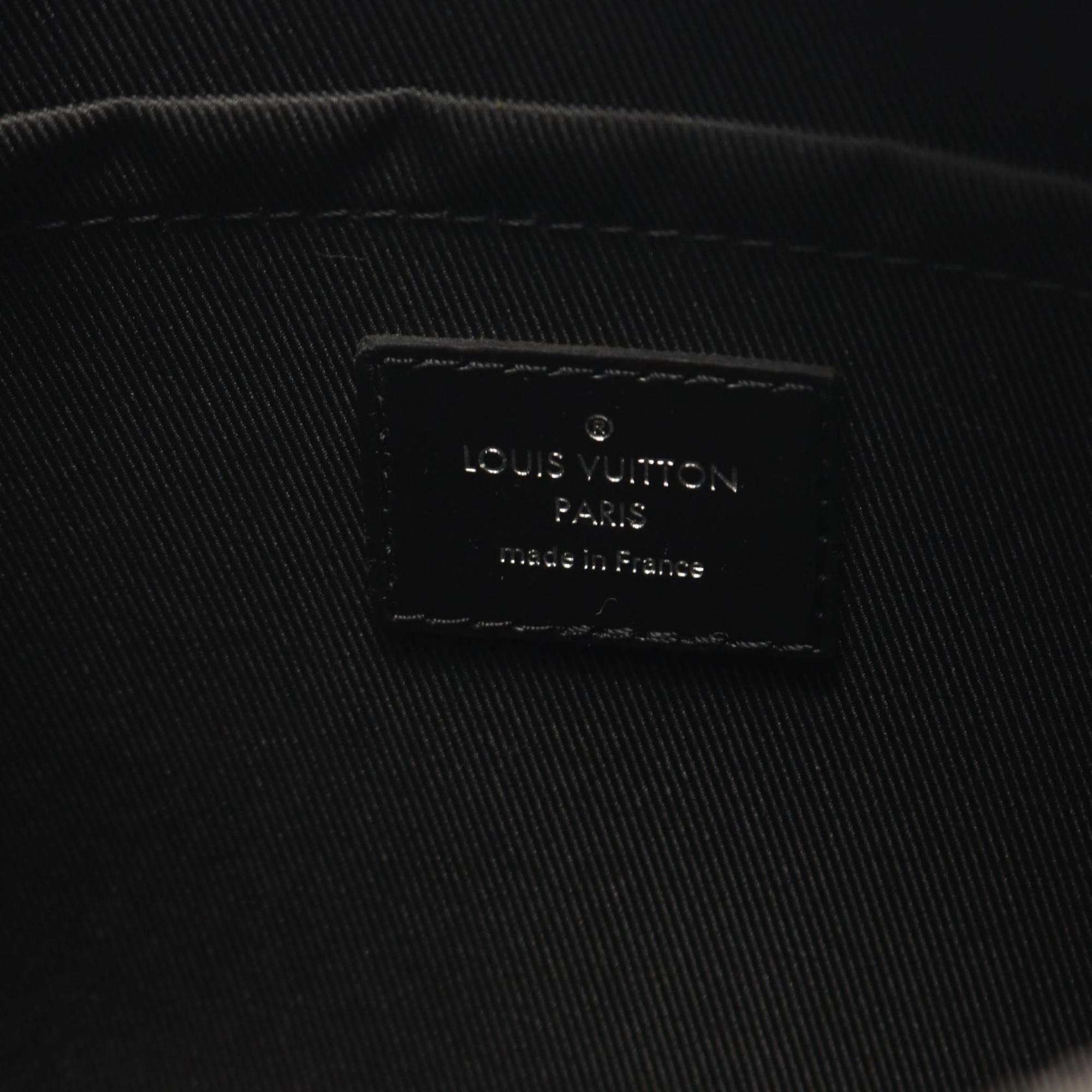 Louis Vuitton Black Gray Coated Canvas Leather Handbag Shoulder Bag (Pre-Owned)