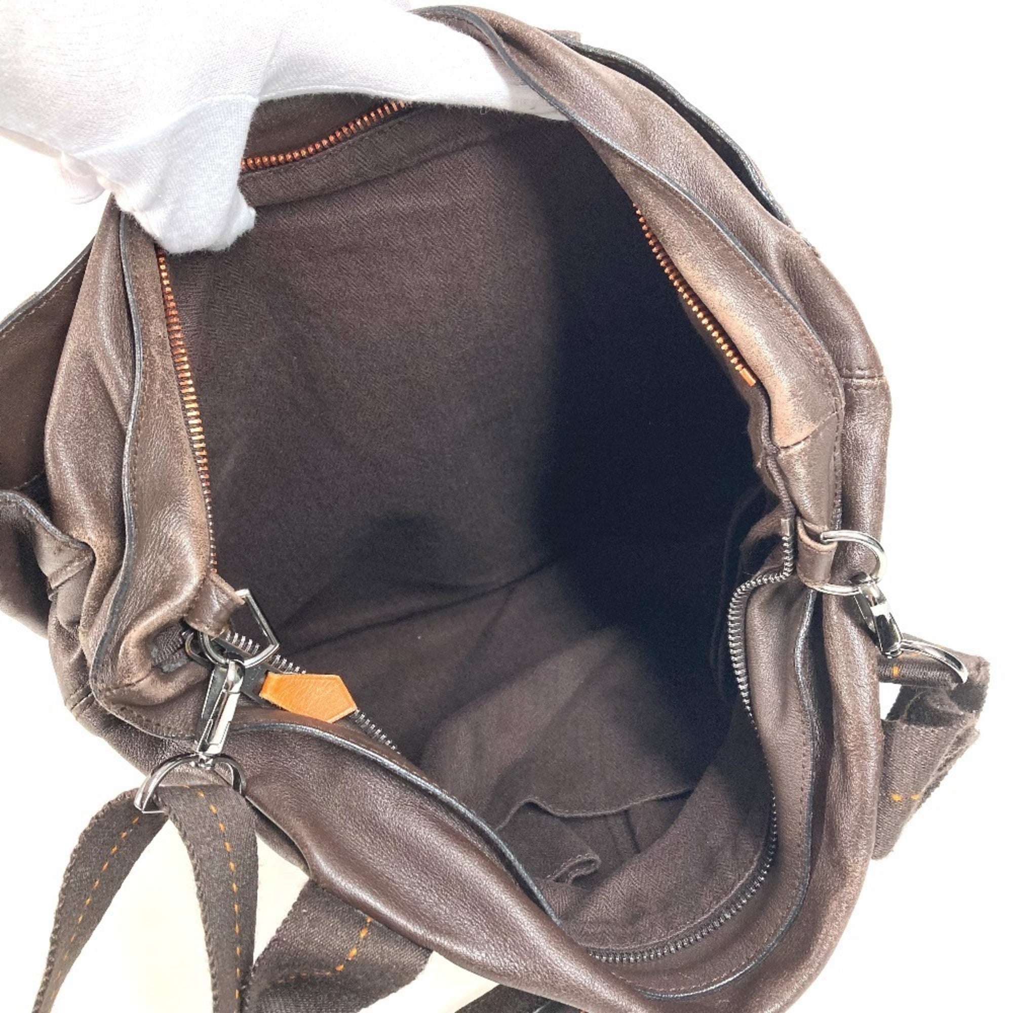 Hermes Brown Orange Leather Handbag Shoulder Bag Tote Bag (Pre-Owned)