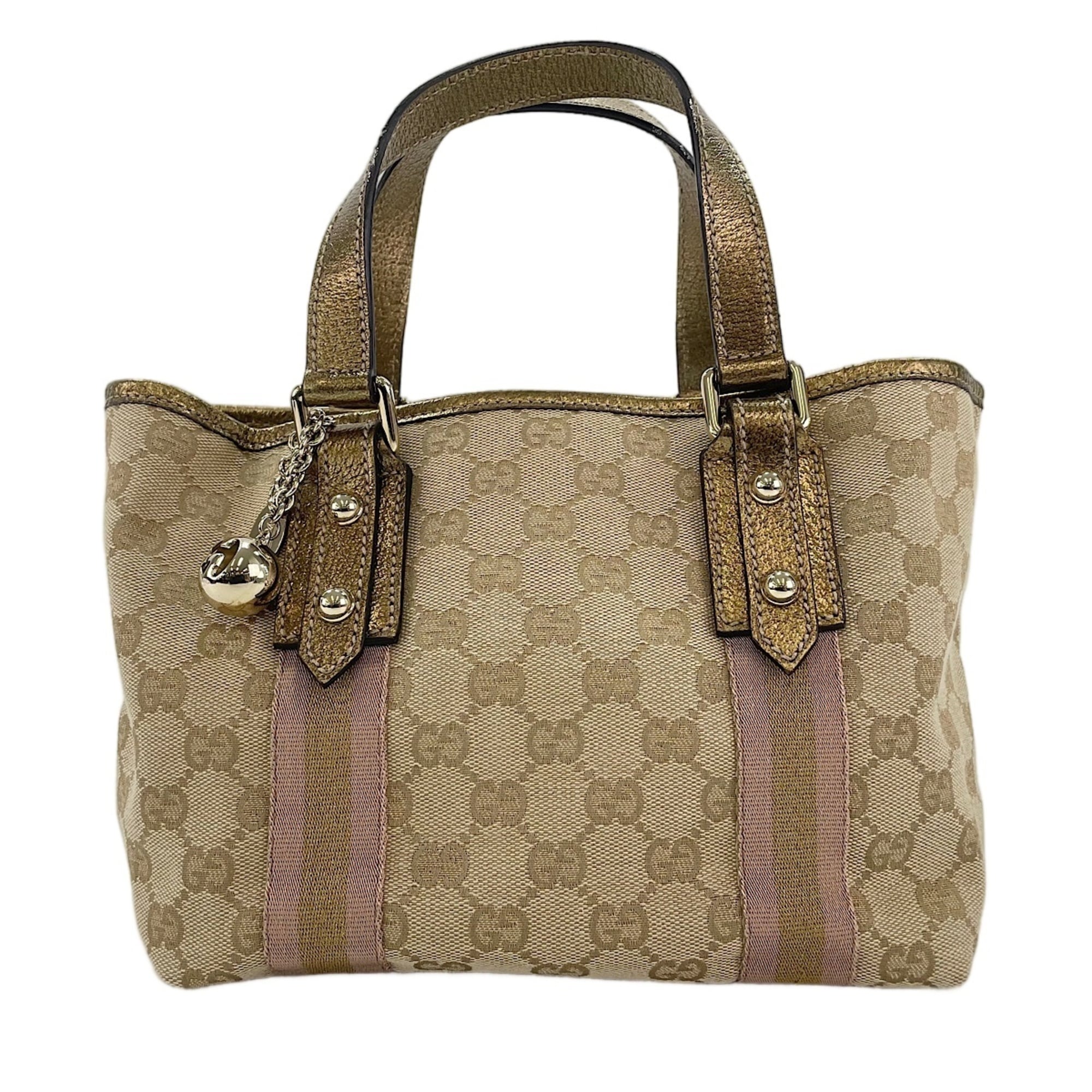 Gucci Sherry Line Beige Handbag (Pre-Owned)