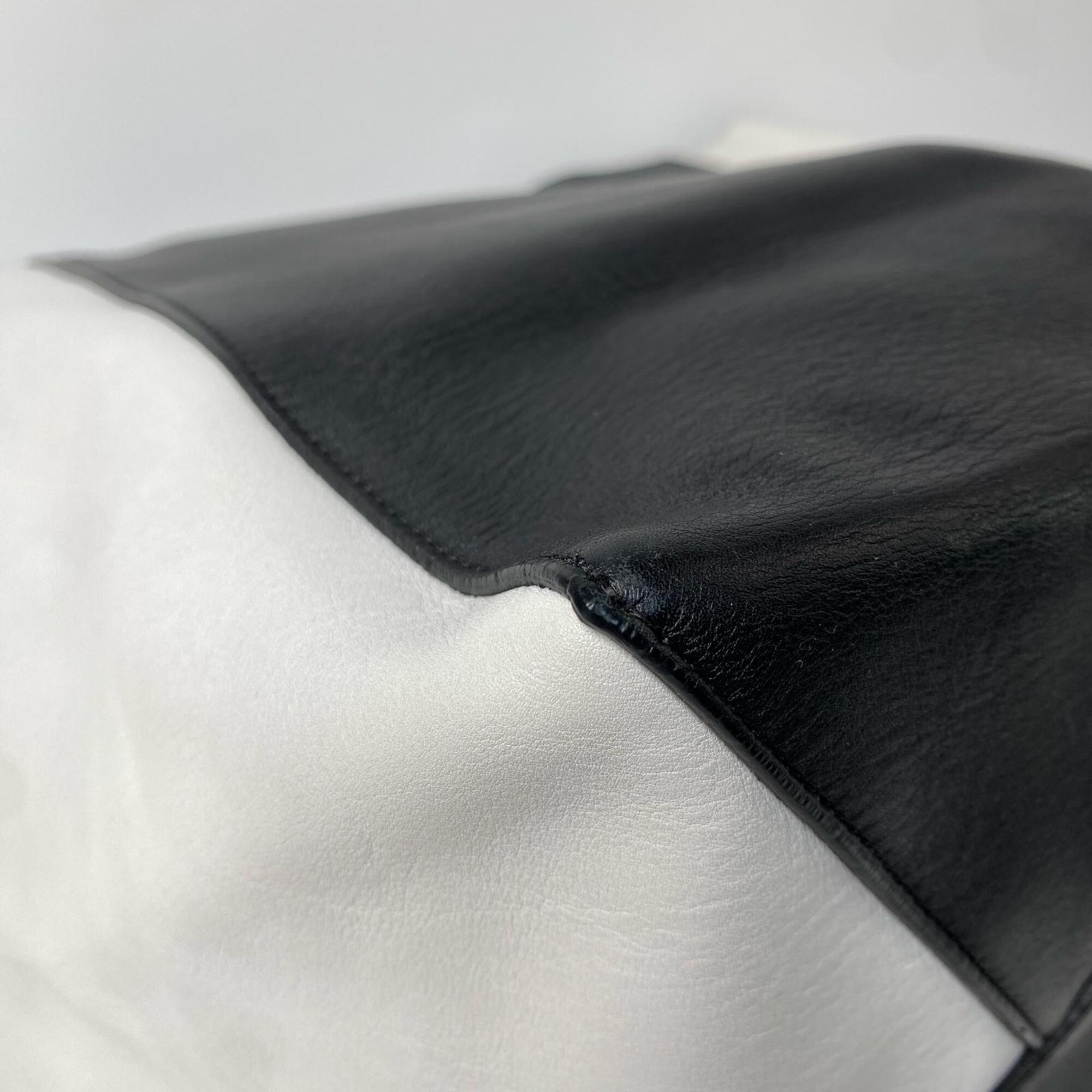 Celine Black White Leather Pouch Tote Bag (Pre-Owned)