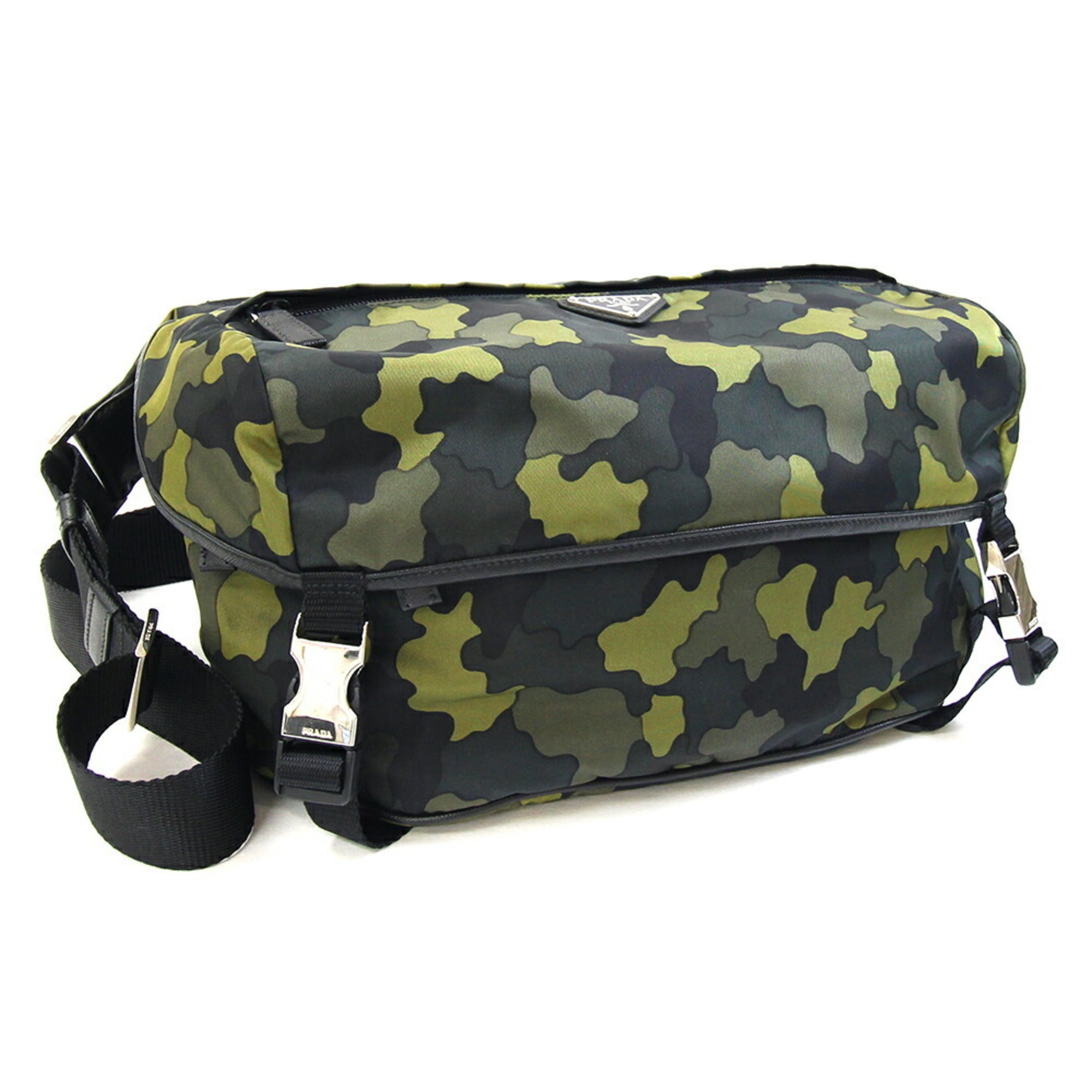 Prada Khaki Nylon Leather Sling Bag (Pre-Owned)