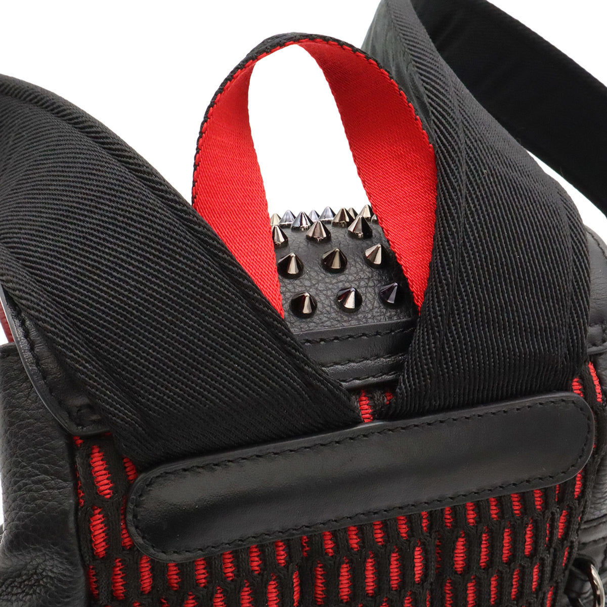 Christian Louboutin Black Red Color Leather Backpack (Pre-Owned)