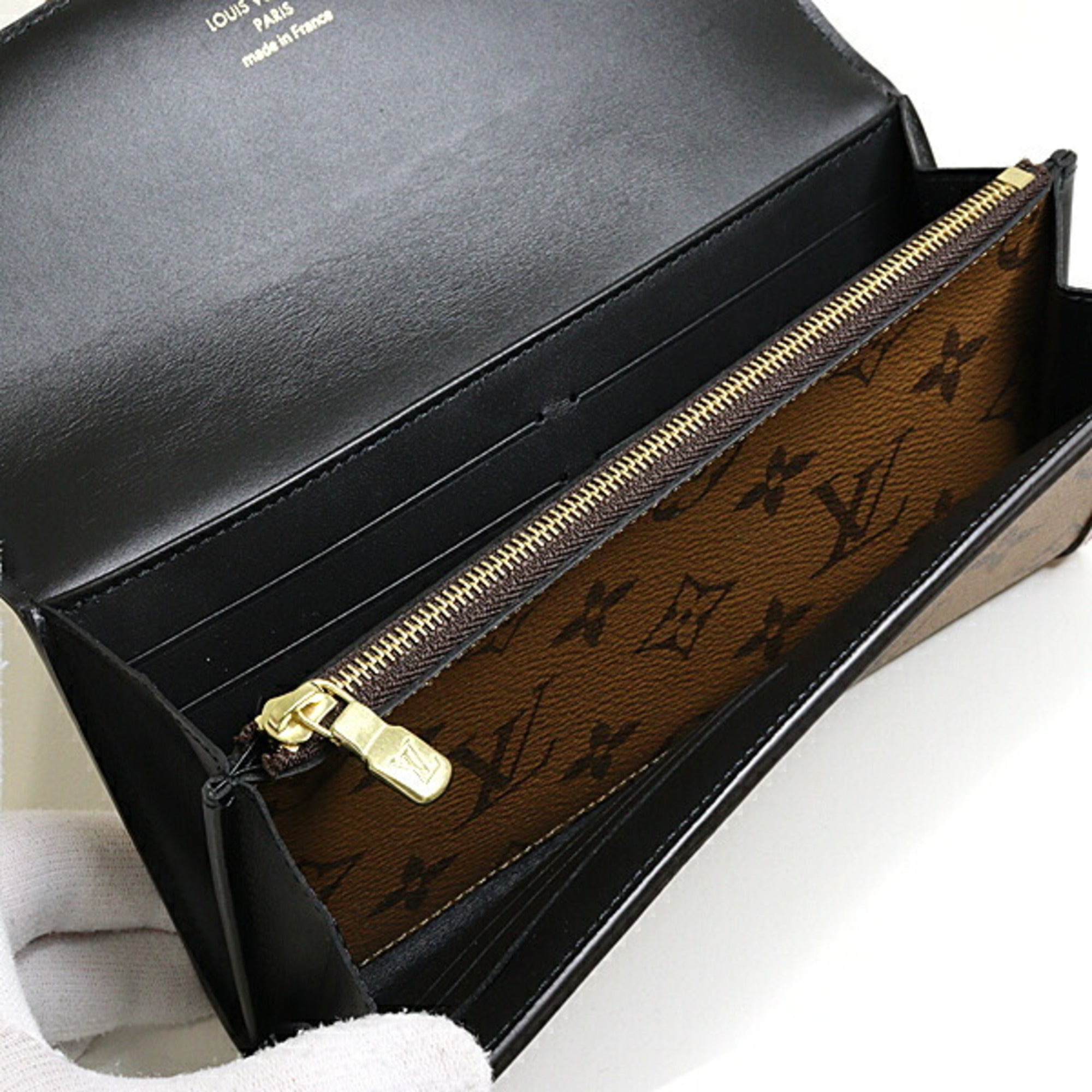Louis Vuitton Brown Light Brown Monogram Monogram Reverse Leather Long Wallet (Bi-Fold) (Pre-Owned)