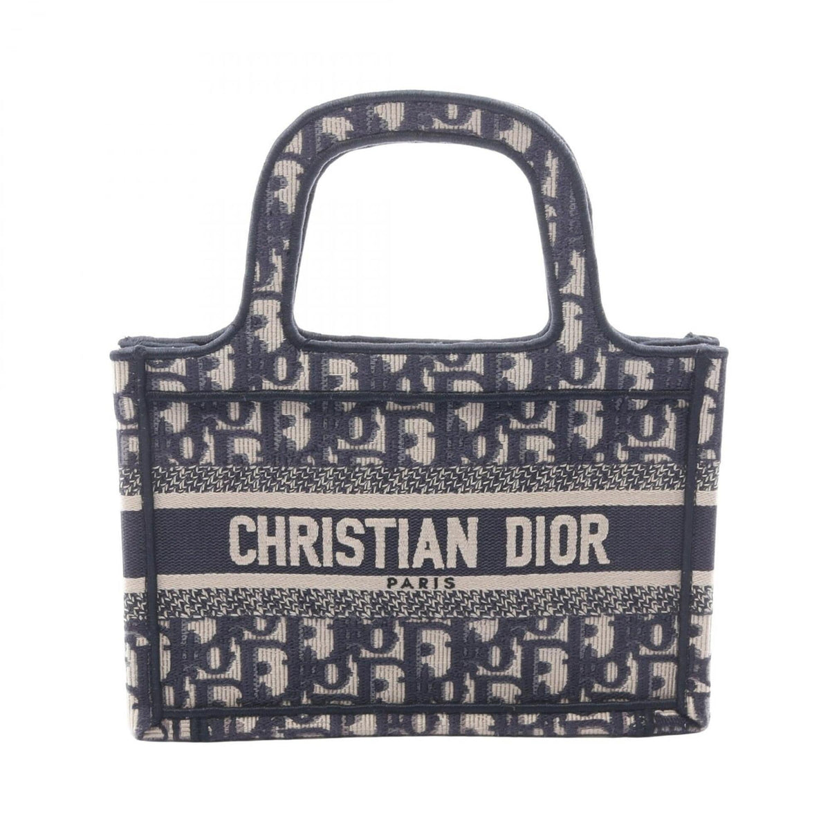 Christian Dior Ivory Navy Canvas Handbag Tote Bag (Pre-Owned)