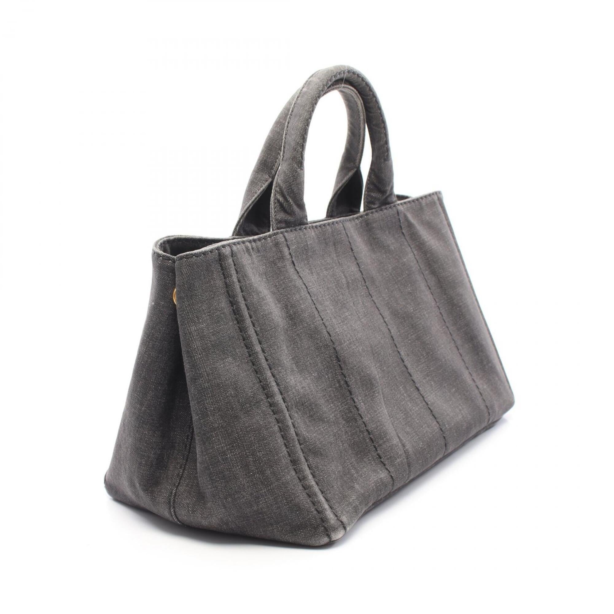 Prada Canapa Gray Denim Handbag Tote Bag (Pre-Owned)