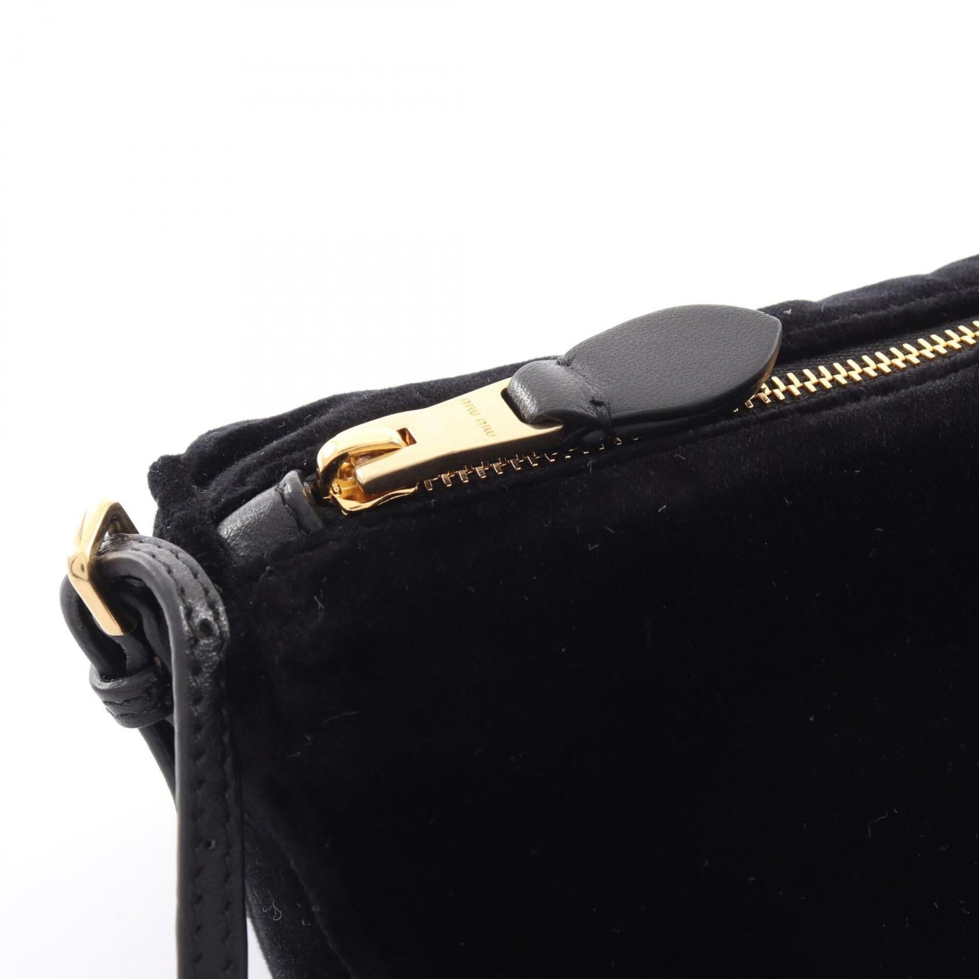 Miu Miu Black Fabric Leather Handbag Pouch Shoulder Bag (Pre-Owned)