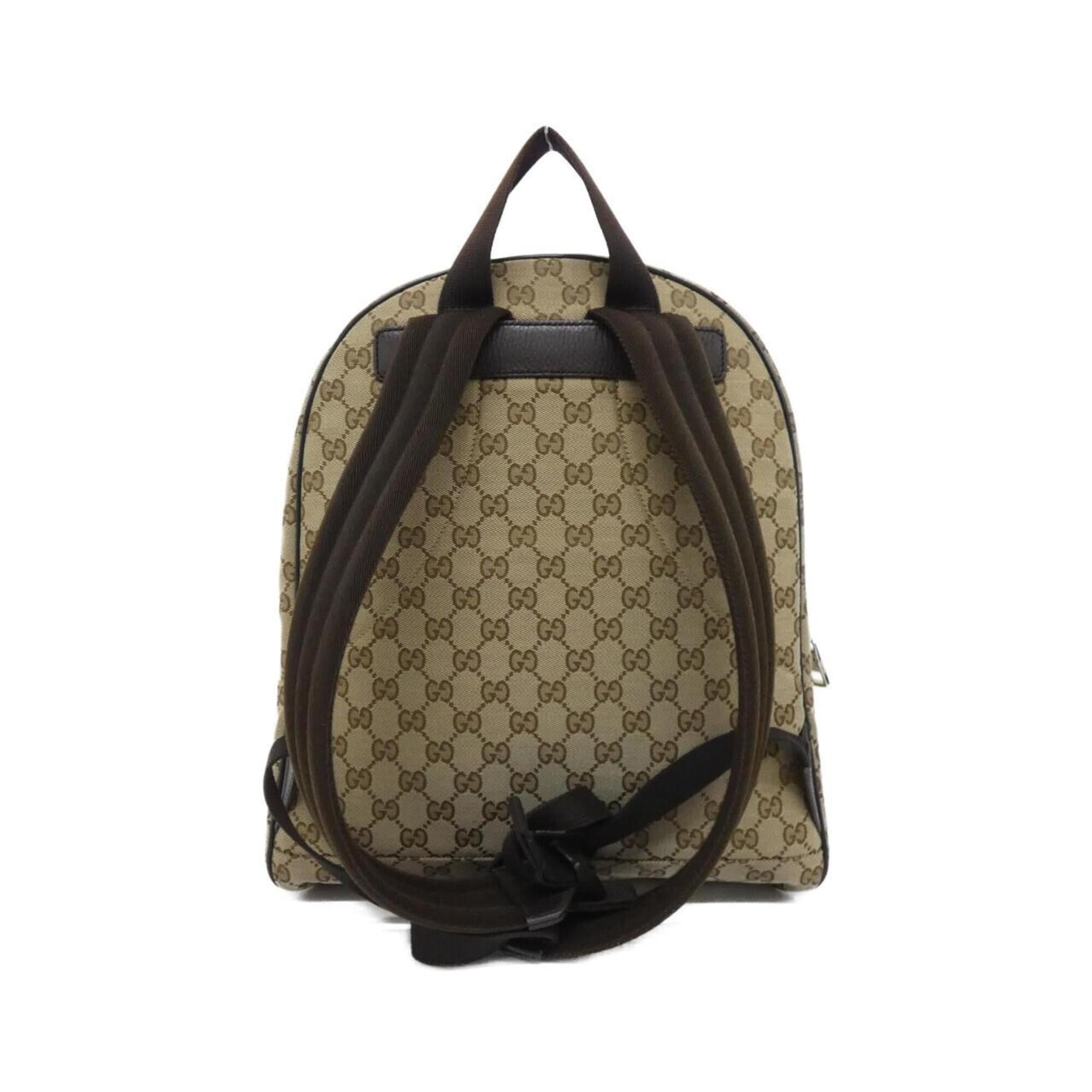 Gucci Beige Brown Gg Canvas Backpack (Pre-Owned)