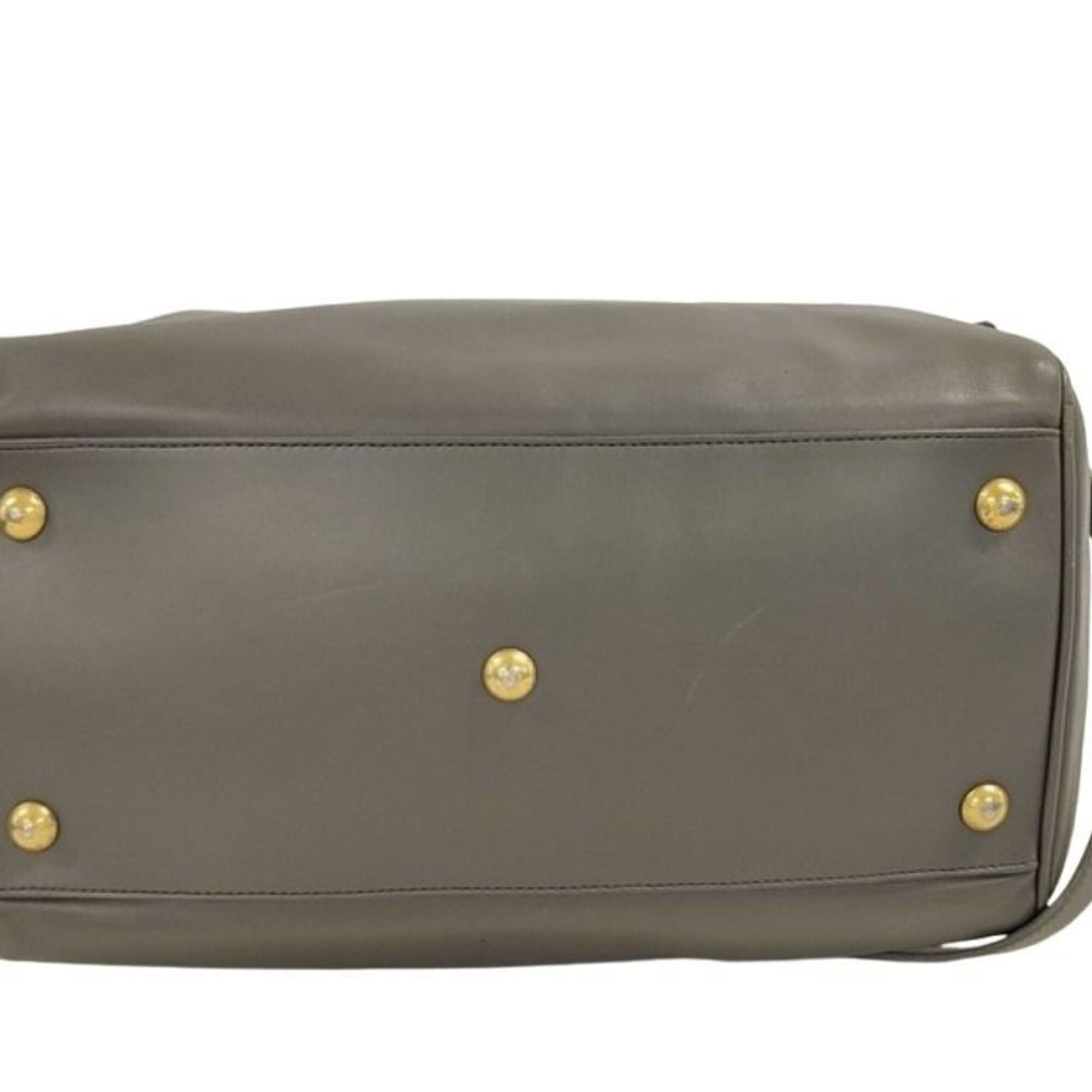Yves Saint Laurent Gray Leather Boston Bag Handbag Shoulder Bag (Pre-Owned)