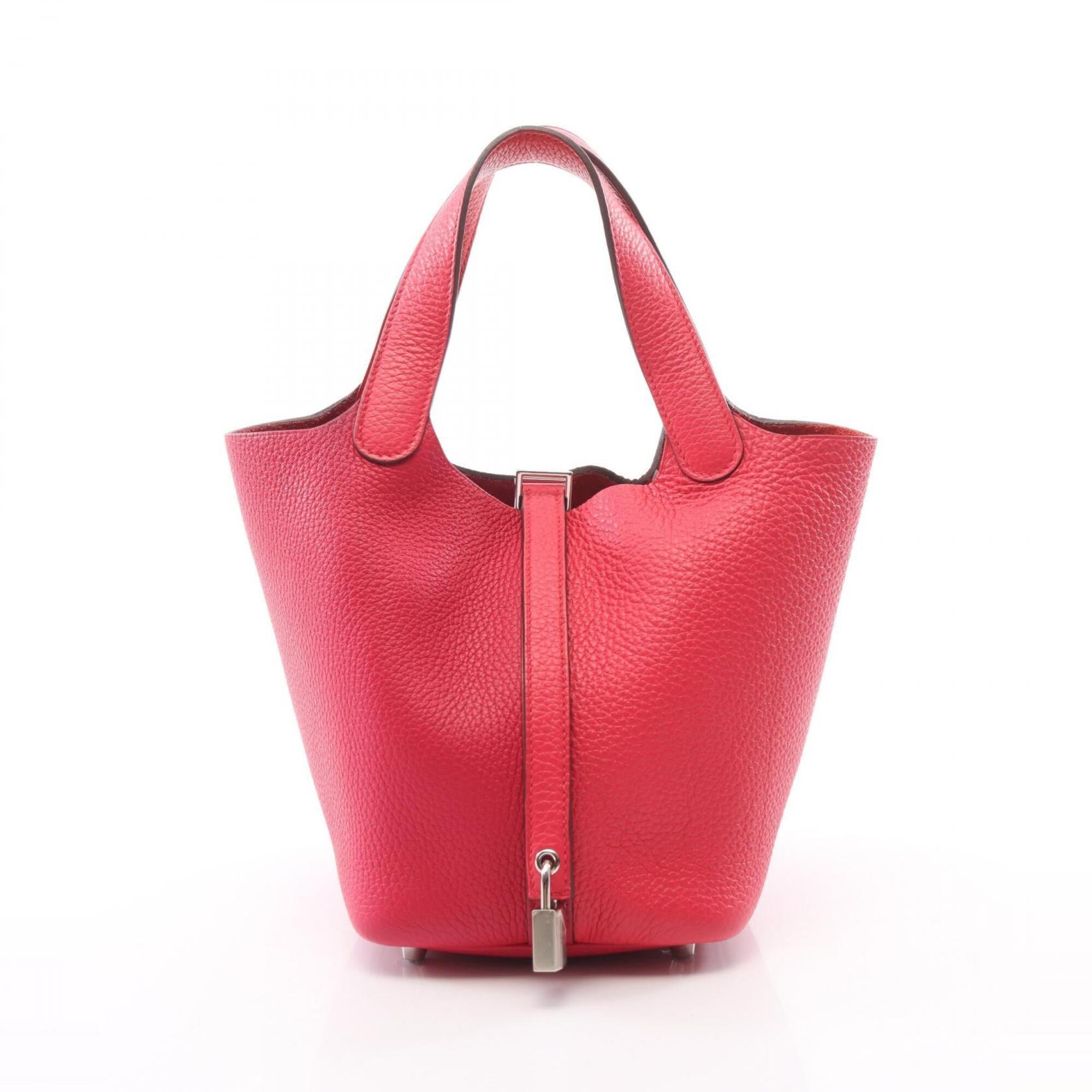 Hermes Pink Red Color Taurillon Clemence Leather Handbag (Pre-Owned)