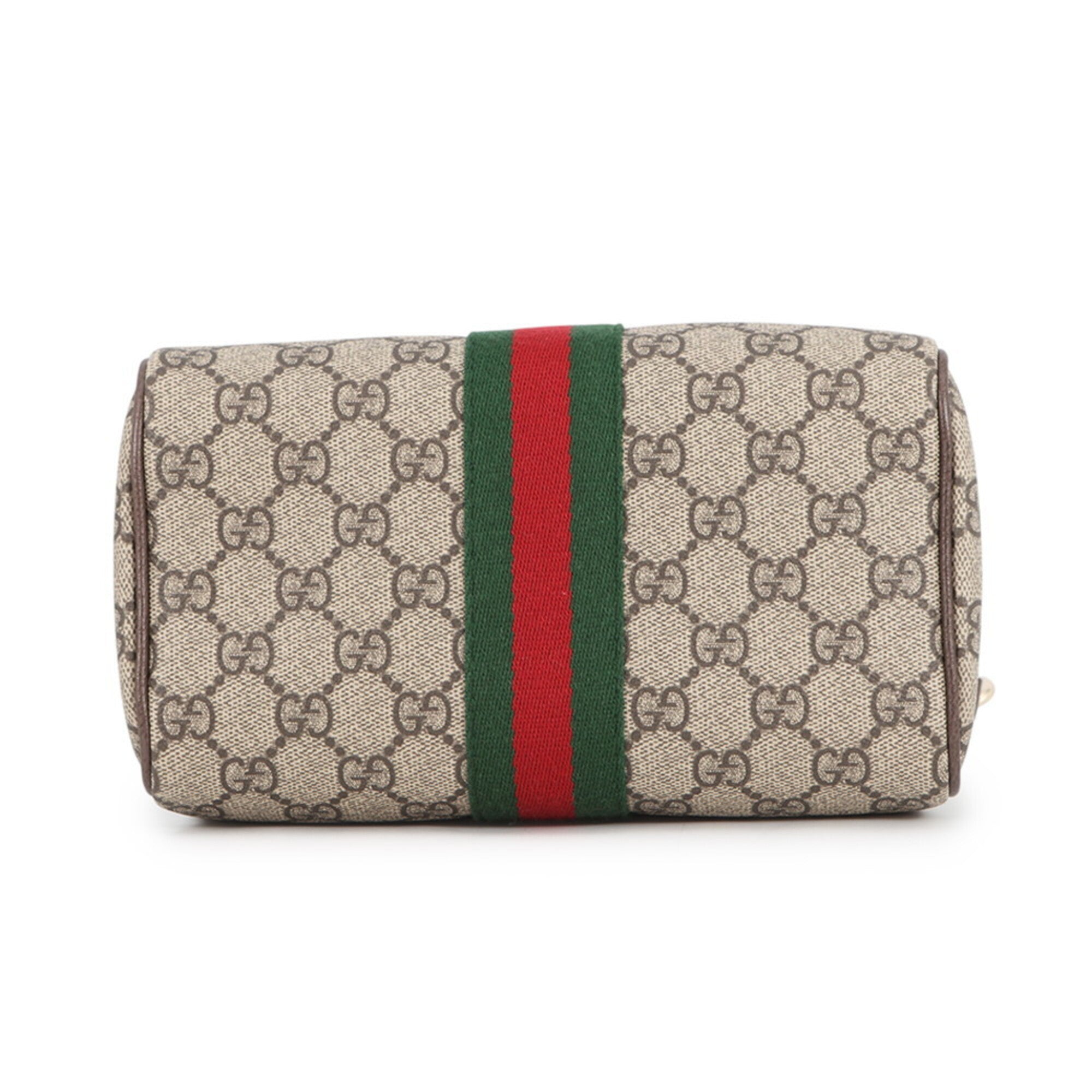 Gucci Beige Brown Gg Supreme Leather Boston Bag Handbag Shoulder Bag (Pre-Owned)