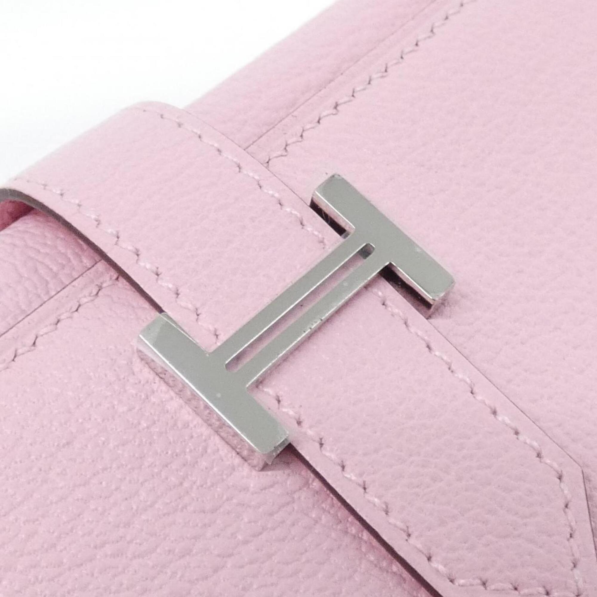 Hermes Rose Sakura Chevre Leather Wallet (Tri-Fold) (Pre-Owned)