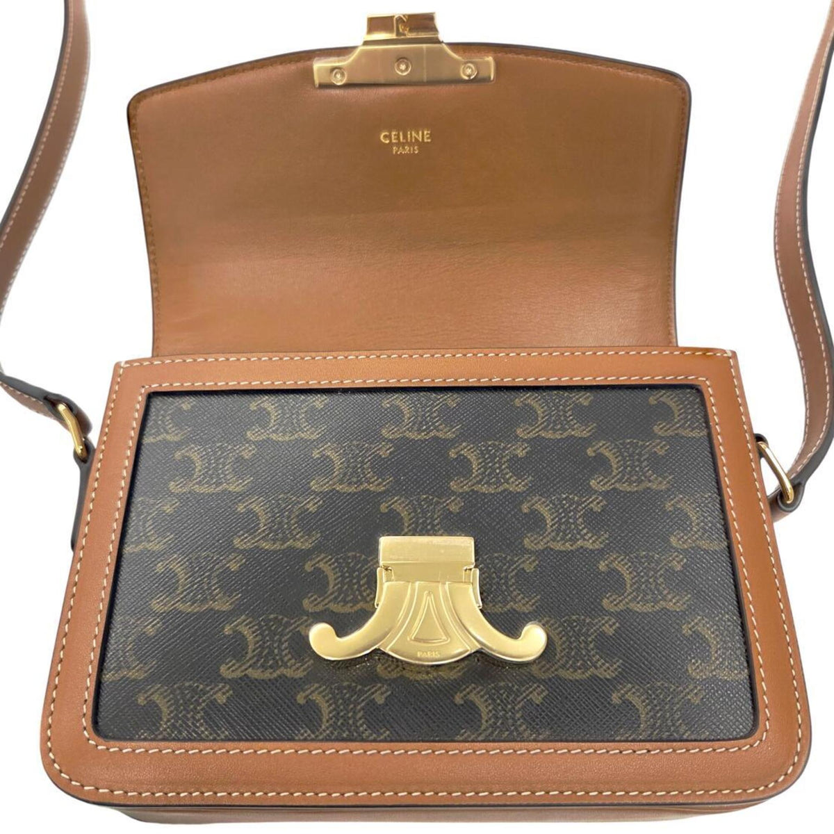 Celine Brown Leather Crossbody Bag Shoulder Bag (Pre-Owned)