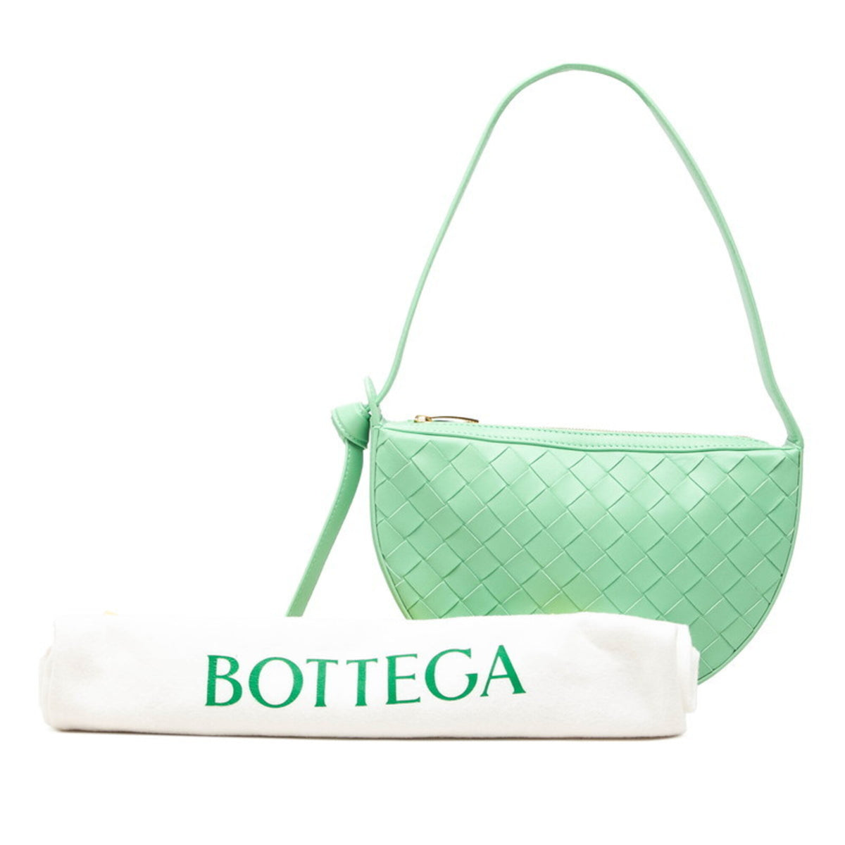 Bottega Veneta Green Leather Handbag Shoulder Bag (Pre-Owned)