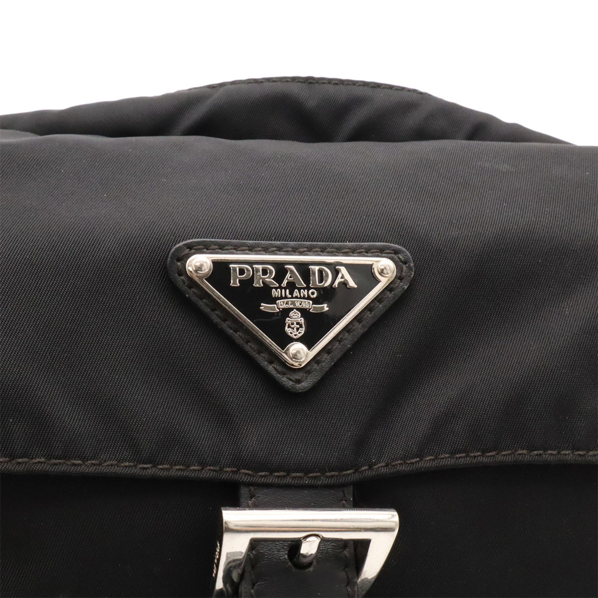 Prada Black Nero Nylon Leather Pochette Shoulder Bag (Pre-Owned)