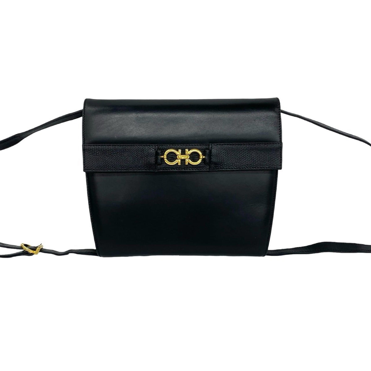 Salvatore Ferragamo Black Leather Shoulder Bag (Pre-Owned)