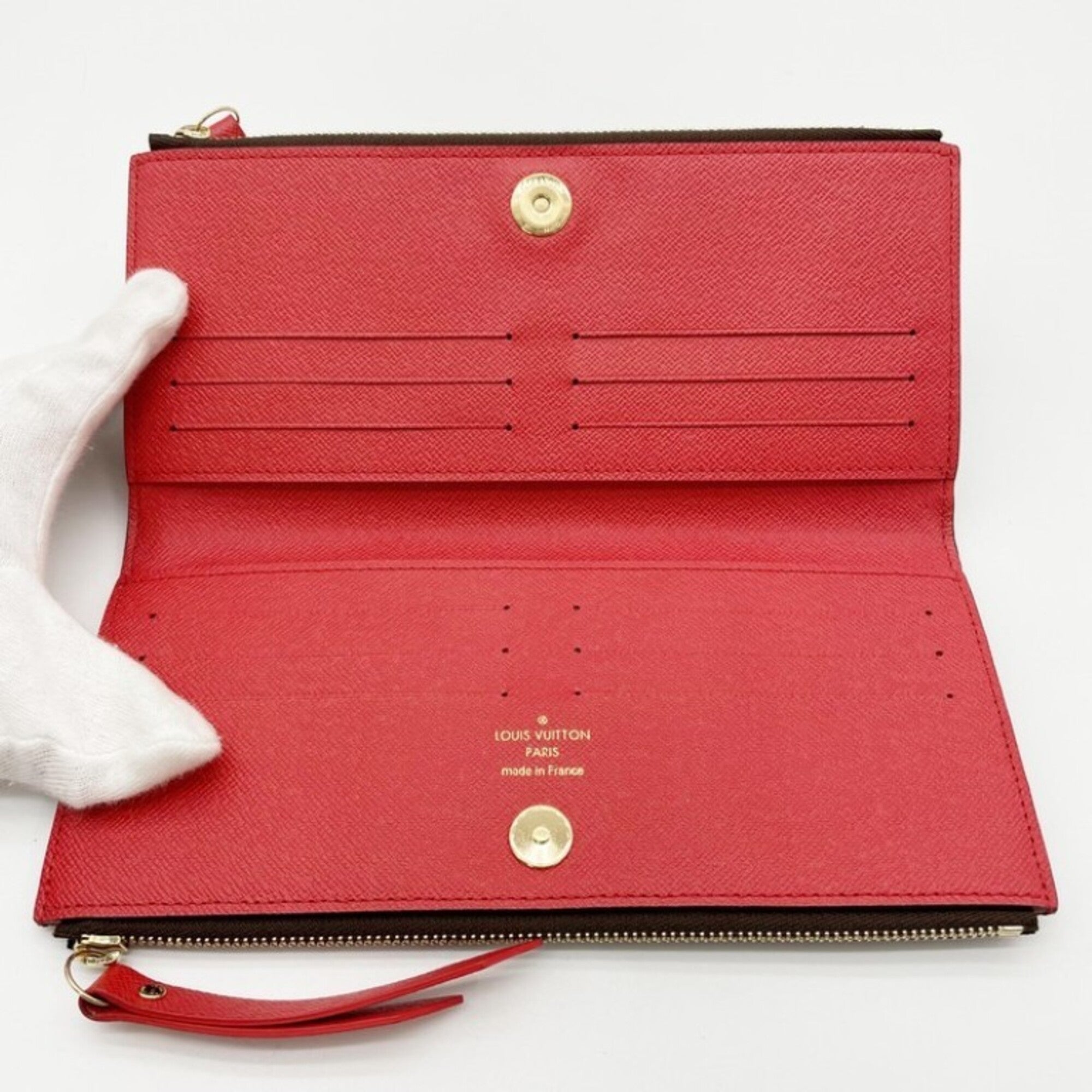 Louis Vuitton Brown Coquelicots Red Color Monogram Long Wallet (Bi-Fold) (Pre-Owned)
