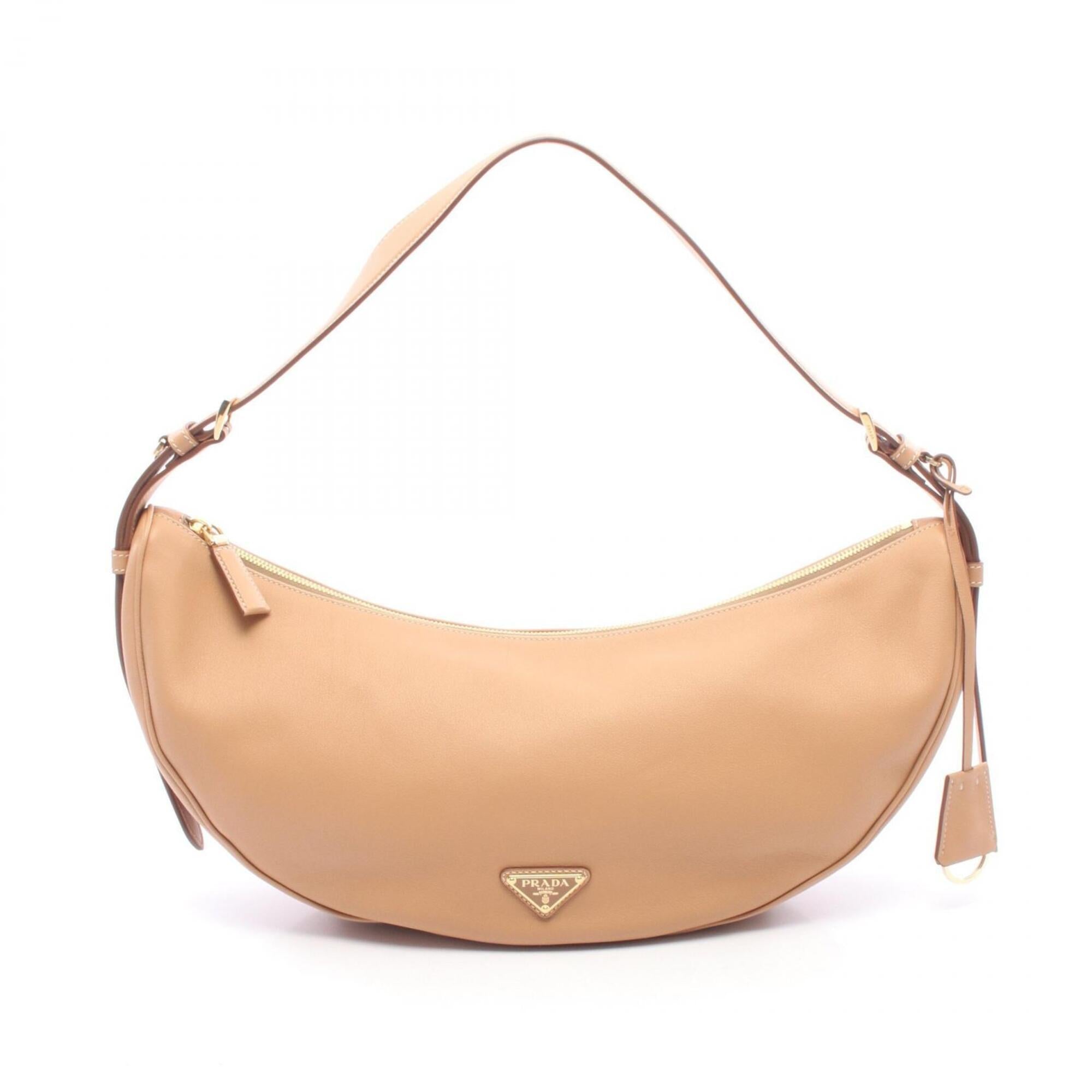 Prada Brown Leather Handbag Shoulder Bag (Pre-Owned)