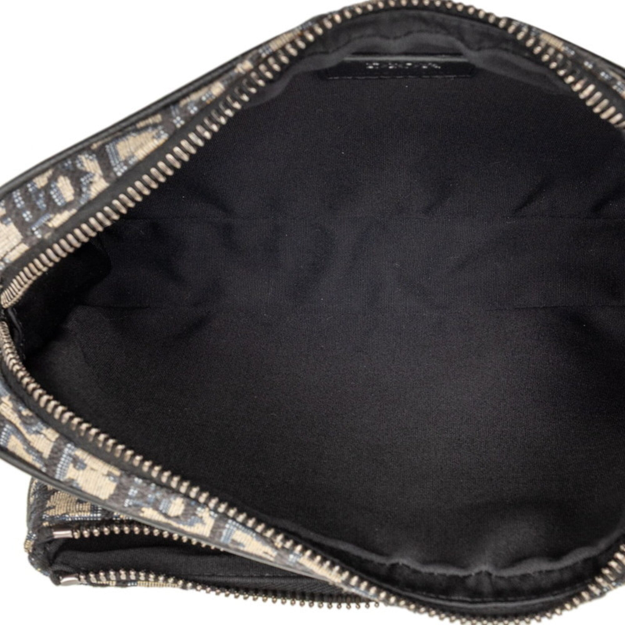 Christian Dior Beige Black Fabric Pouch Shoulder Bag (Pre-Owned)