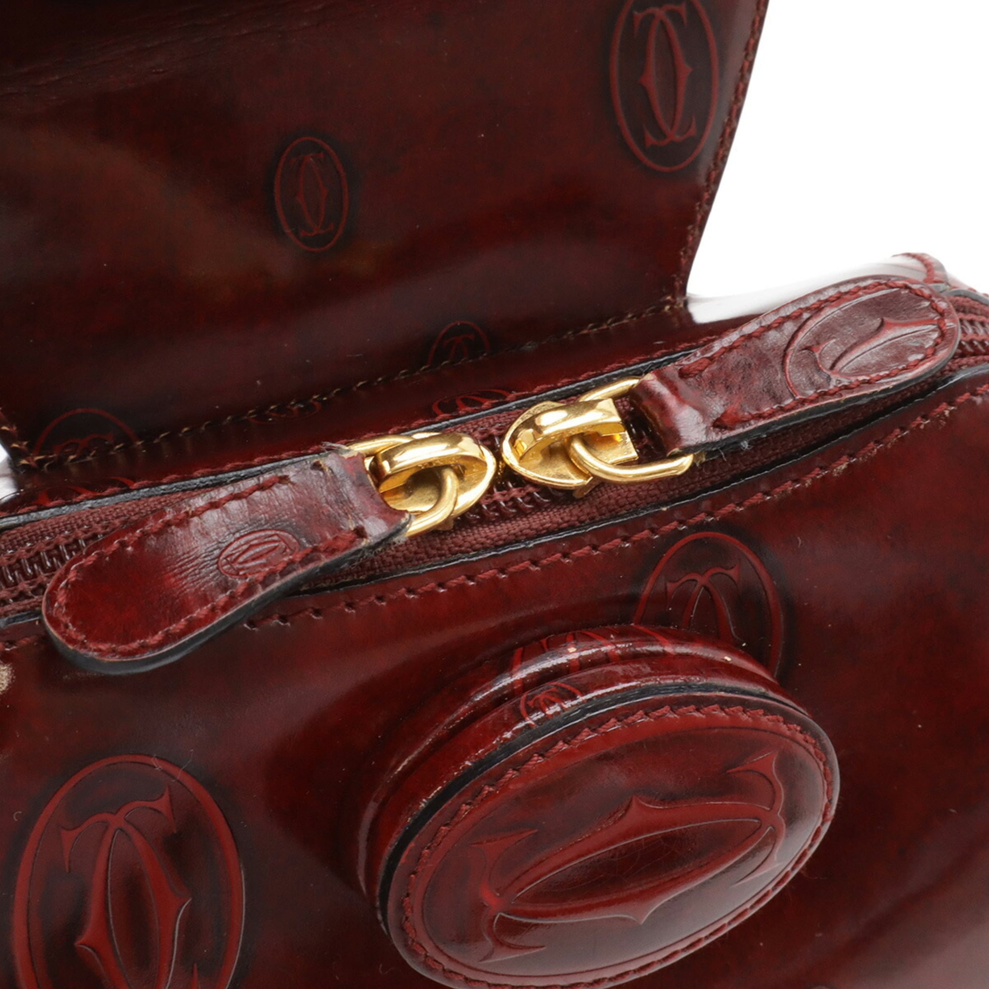 Cartier Happy Birthday Bordeaux Leather Backpack (Pre-Owned)