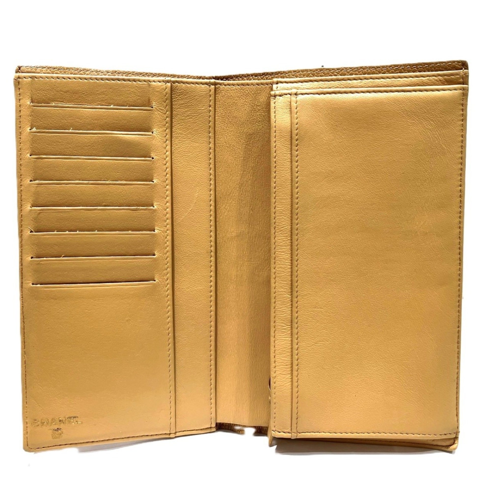 Chanel Beige Grained Calfskin Wallet (Bi-Fold) (Pre-Owned)
