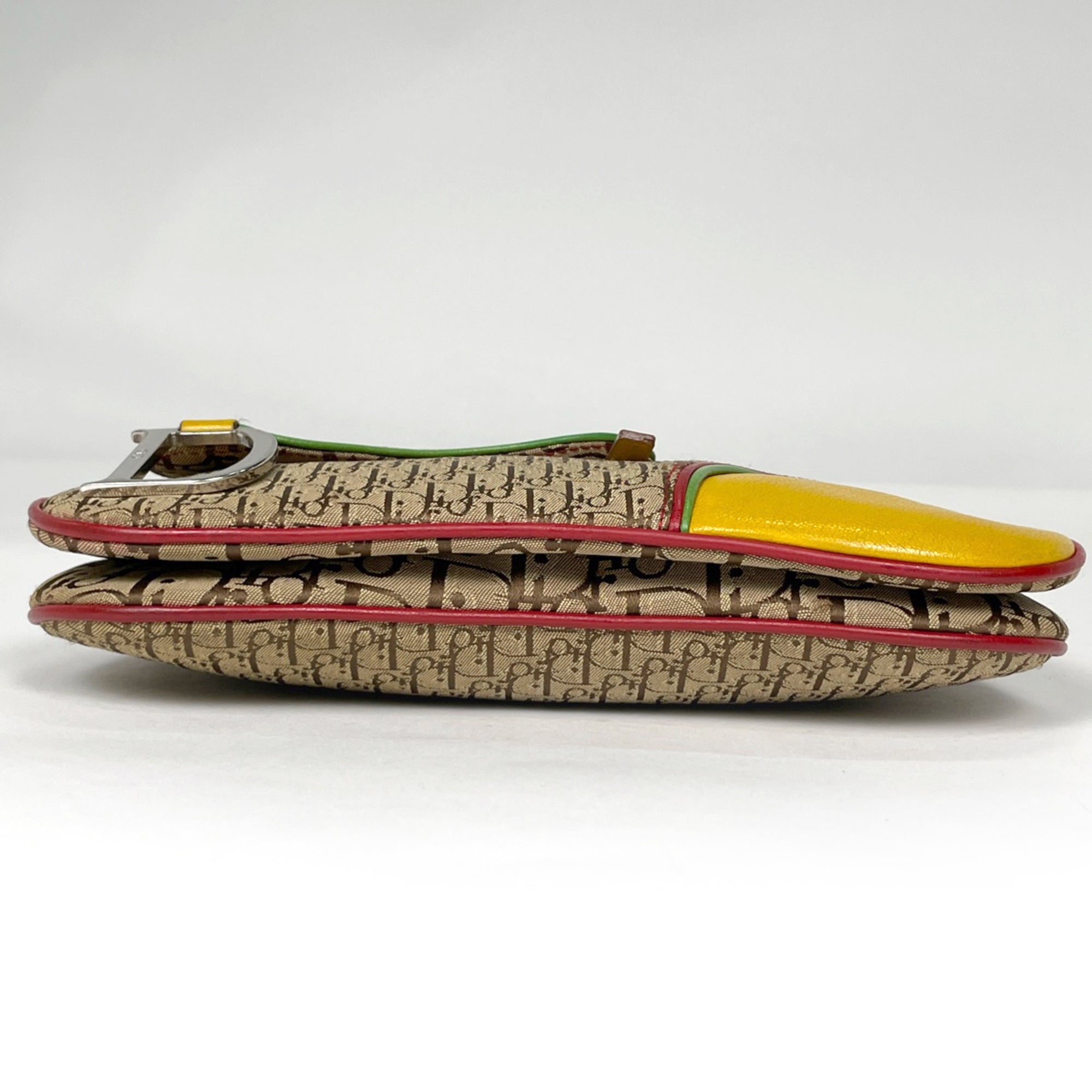 Christian Dior Rasta Brown Multi-Color Canvas Leather Saddle Bag Shoulder Bag (Pre-Owned)