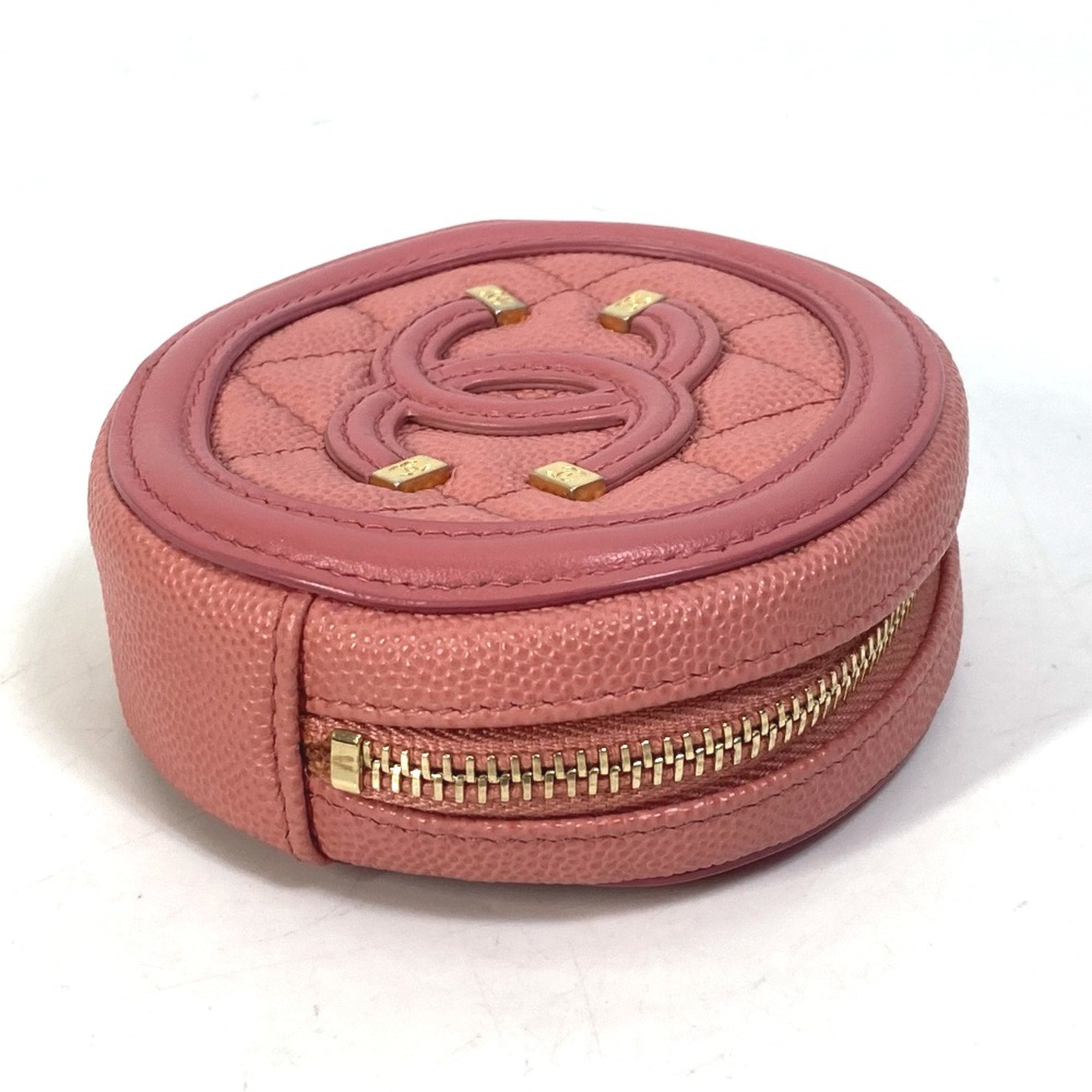 Chanel Pink Leather Coin Purse/Coin Case (Pre-Owned)