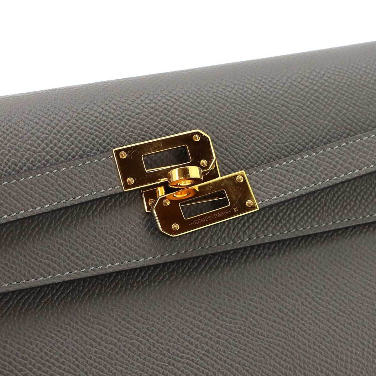 Hermes Gray Epsom Leather Chain/Shoulder Wallet (Pre-Owned)